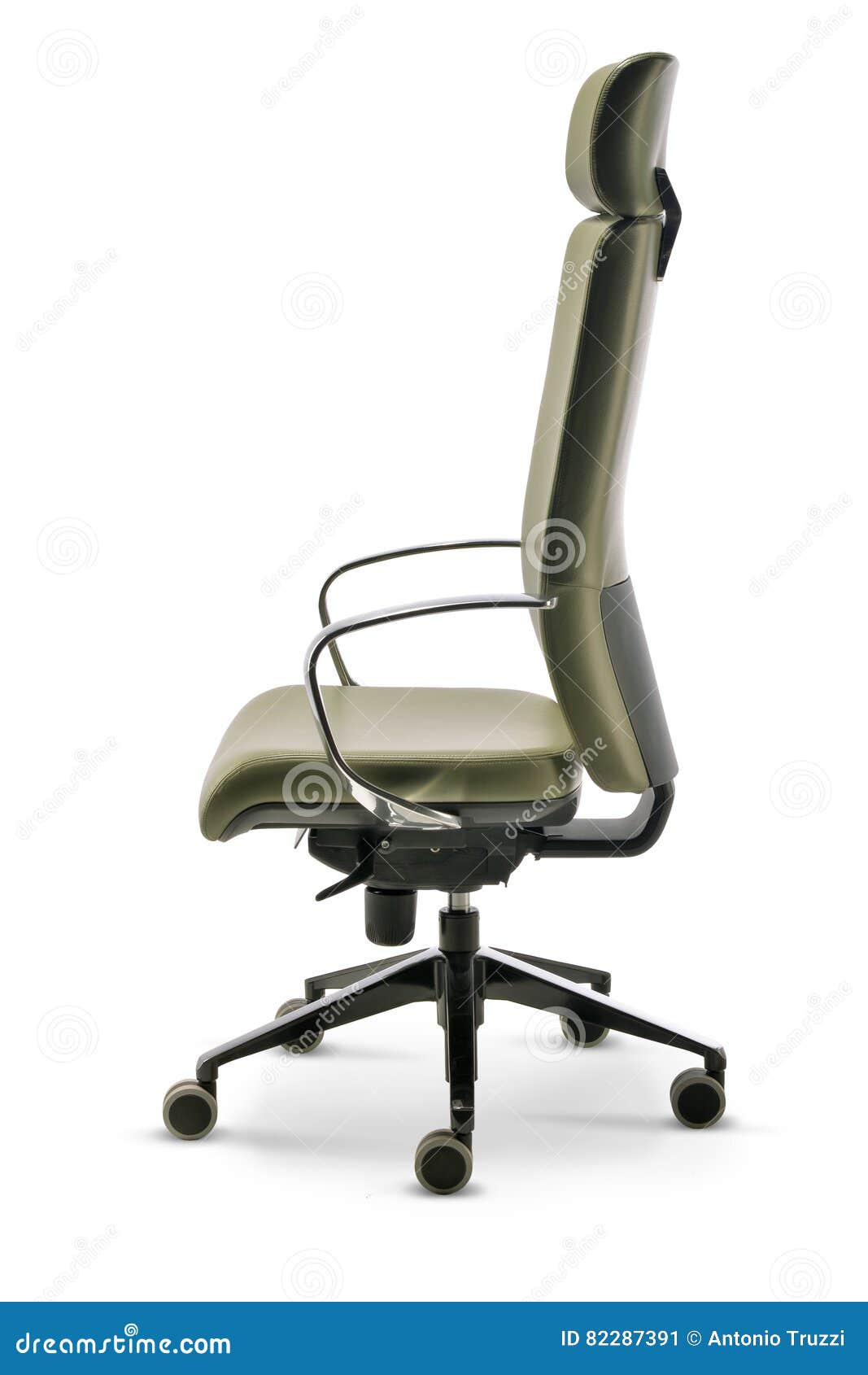 Office Executive Chair in Green Leather Side View Stock Image Image