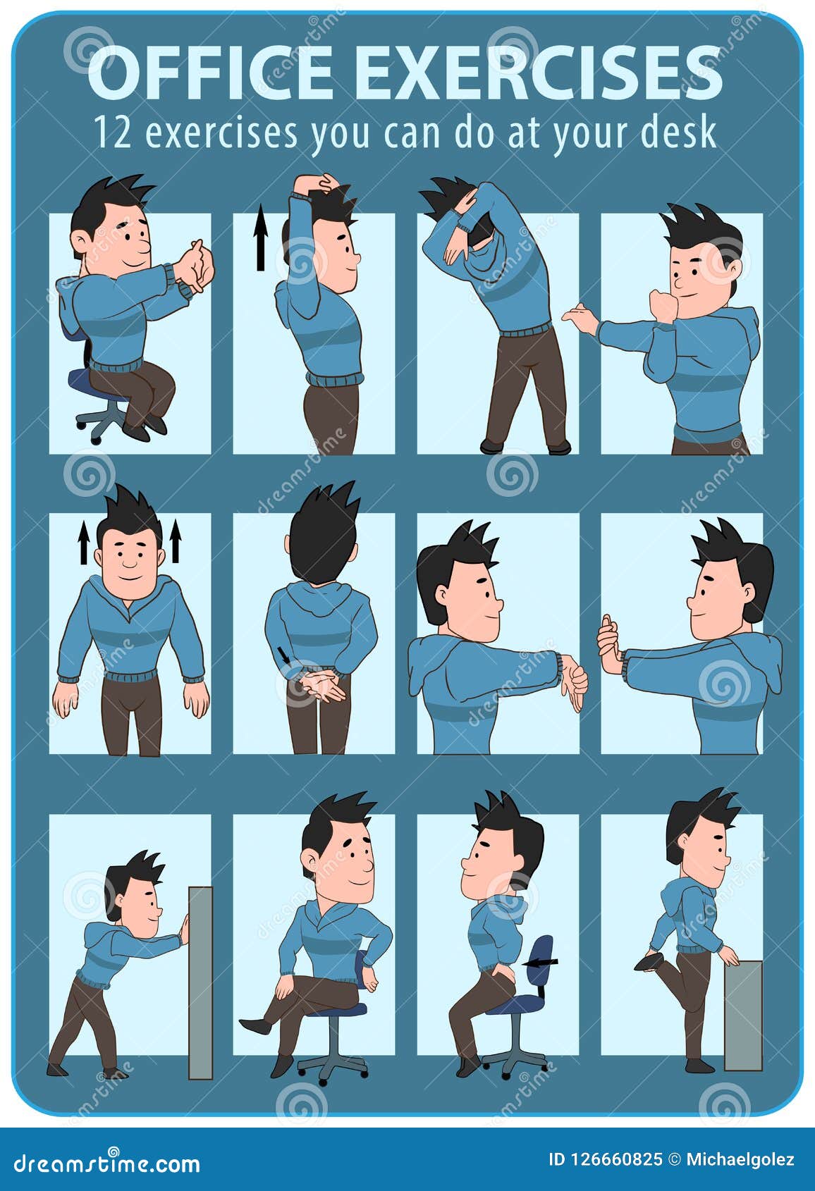 Office Exercises Demonstration Character Illustration Stock