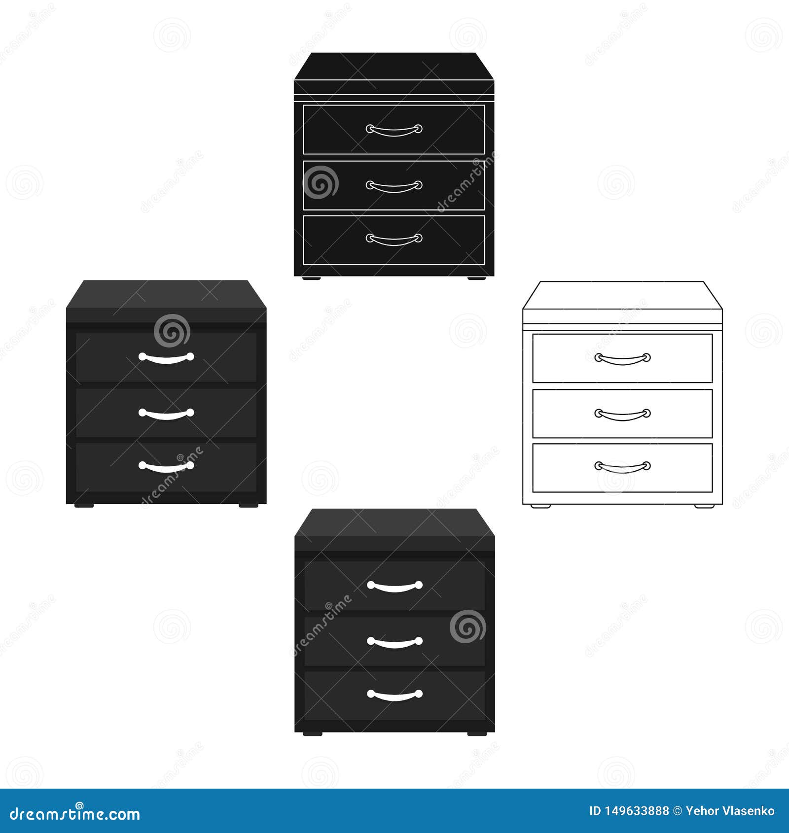 Office Filing Cabinet Icon In Cartoon Black Style Isolated On