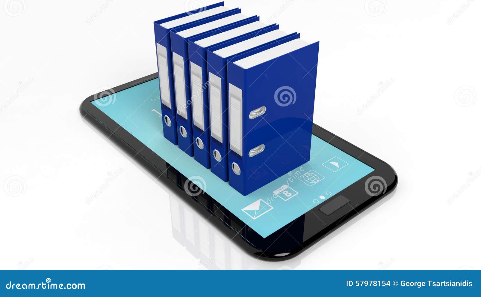 Office Folders with Blank Labels on Tablet Screen Stock Illustration