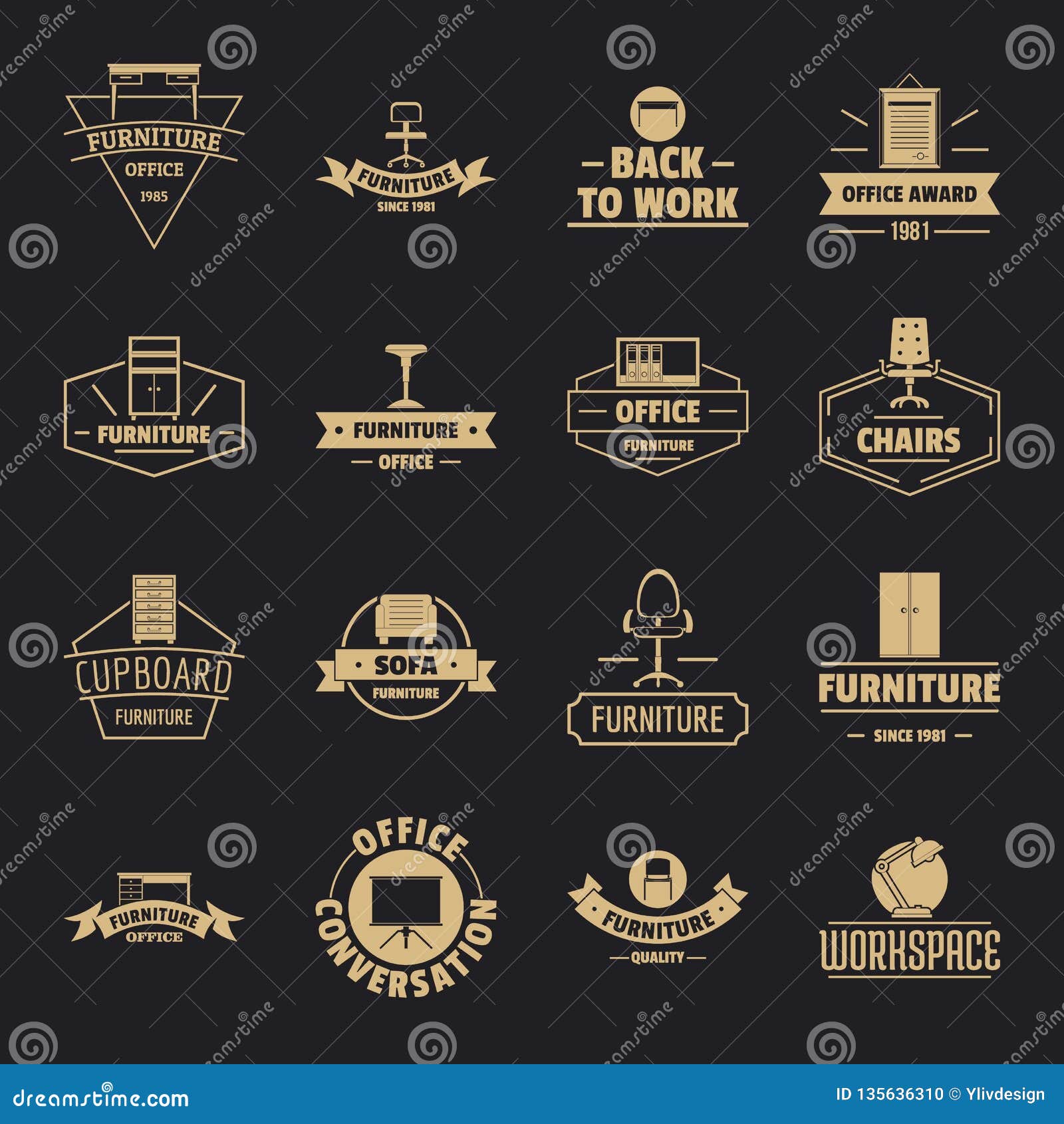 Office Furniture Logo Icons Set, Simple Style Stock Vector ...