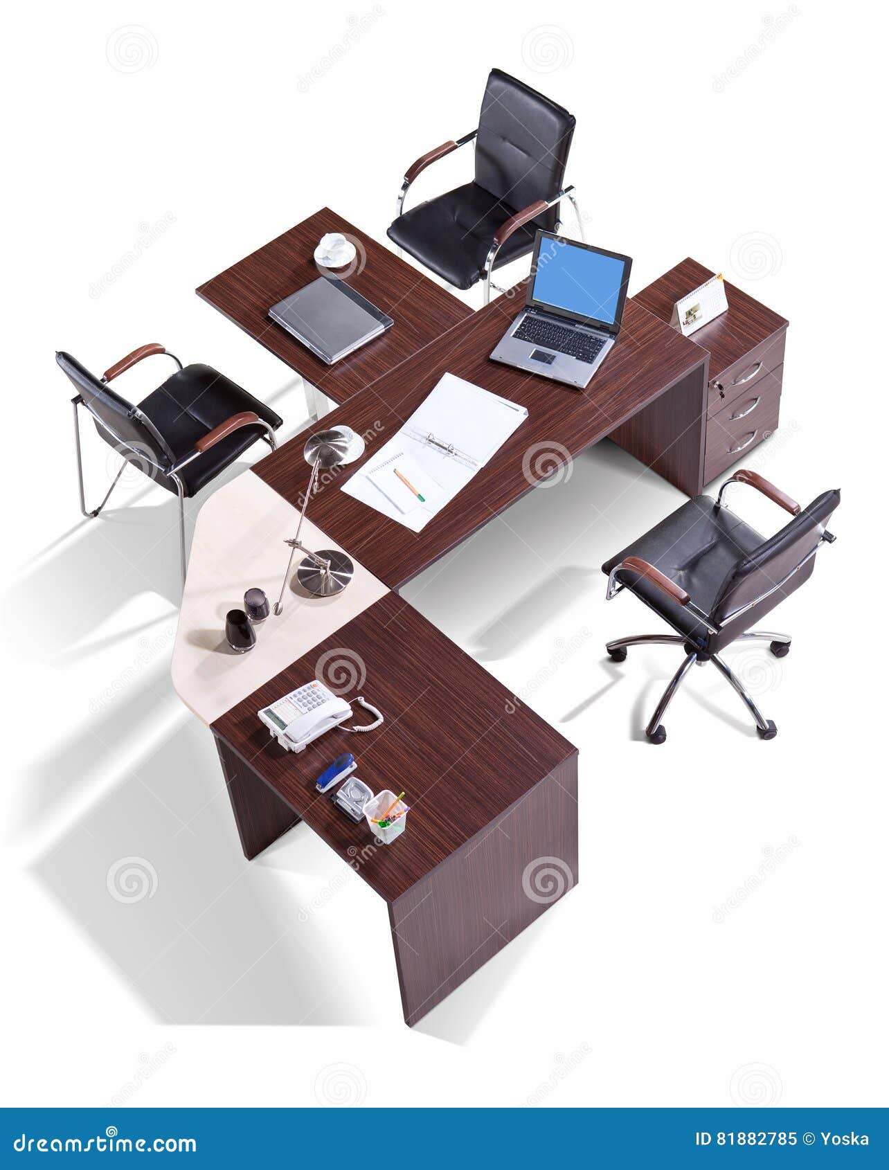 Office Furniture on a White Background Top View Stock Image Image of