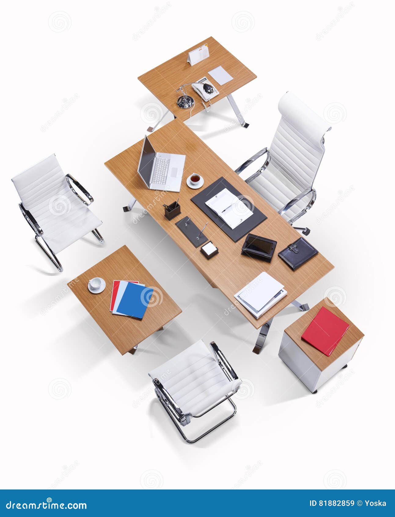 Office Furniture on a White Background Top View Stock Image Image of