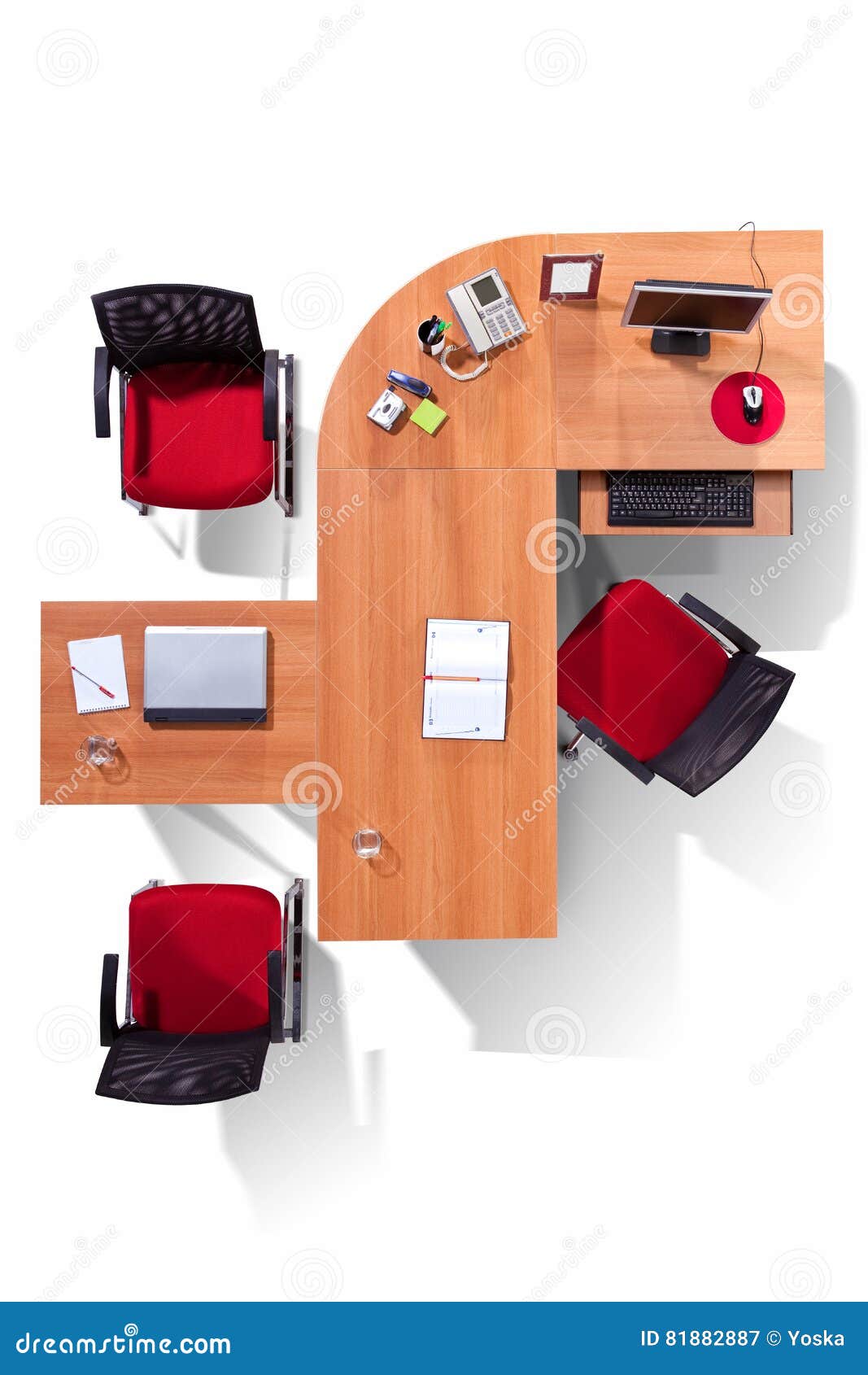 Office Furniture on a White Background Top View Stock Image Image of