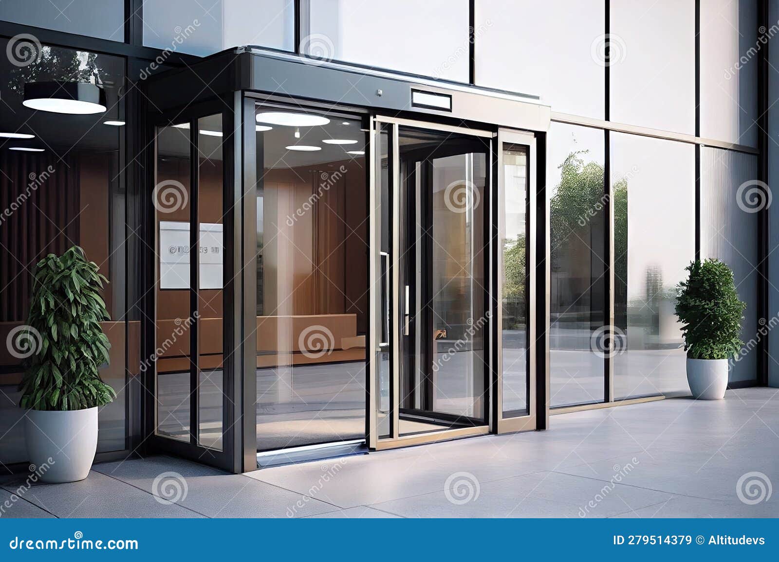 Office or Hotel Entrance with Automatic Sliding Doors, for Convenience