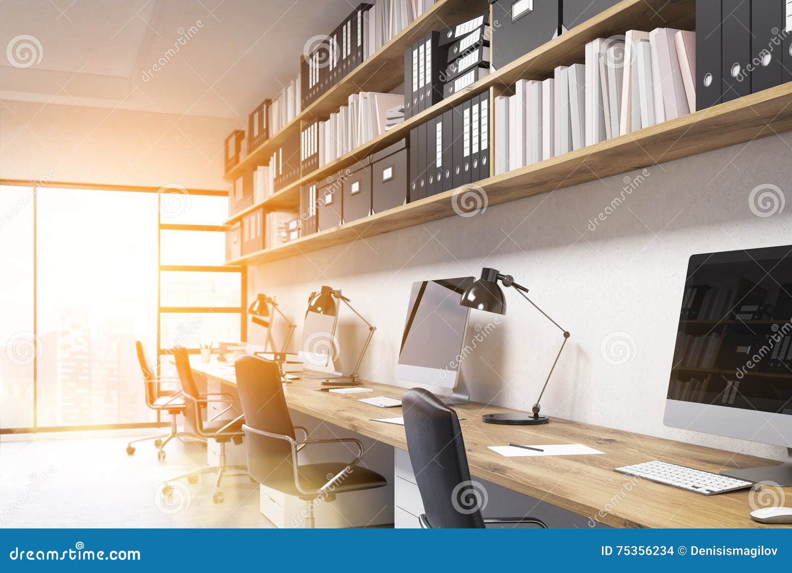 Office Interior With Bright Sun Stock Photo Image Of Empty