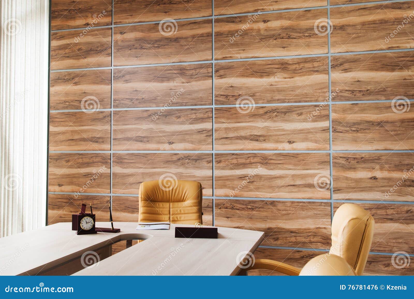 Office Interior Design with Wall of Synthetic Wood Panels Stock Photo -  Image of inside, modern: 76781476