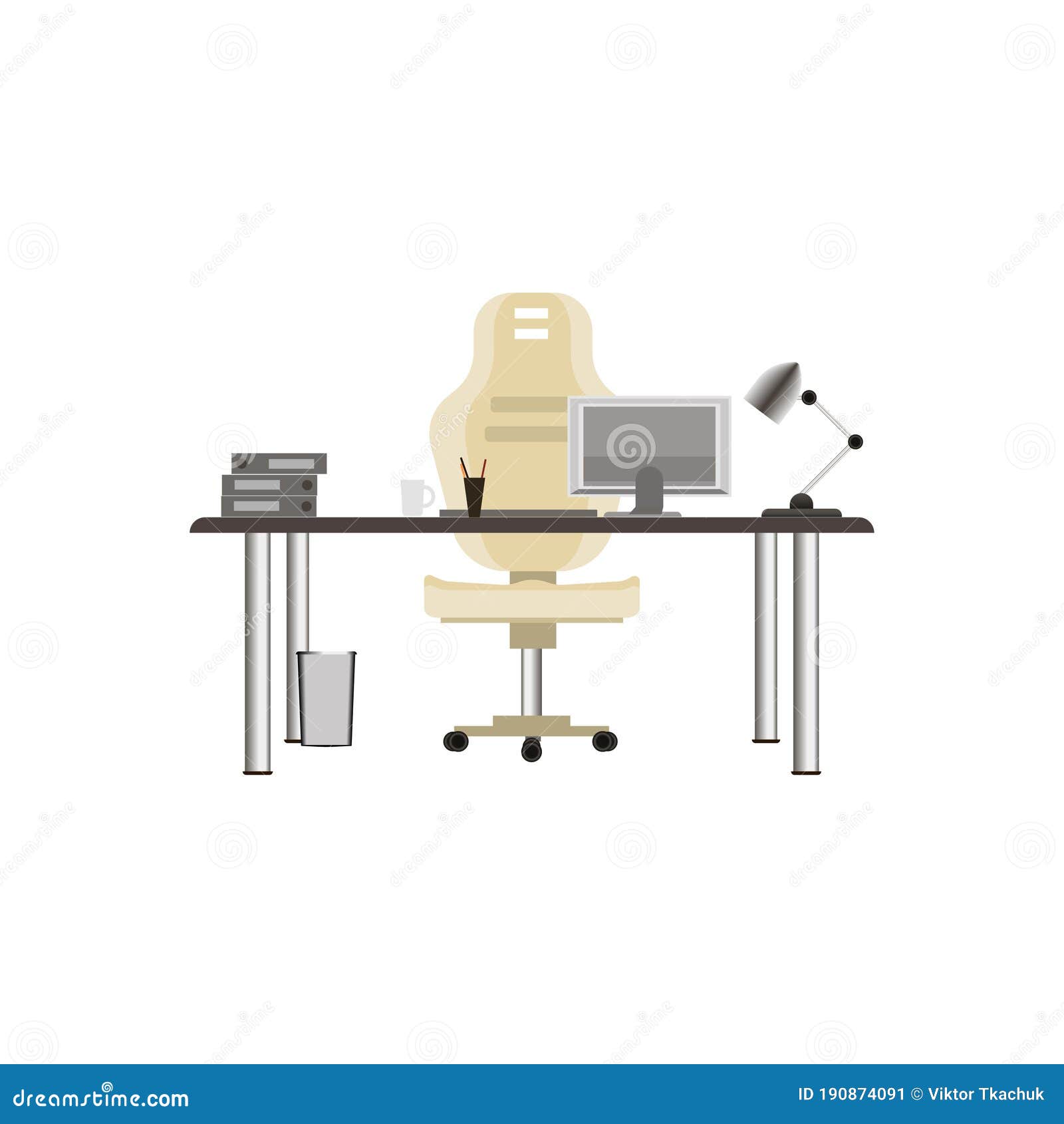 Office Interior With A Large Table. Cartoon Vector 190874091