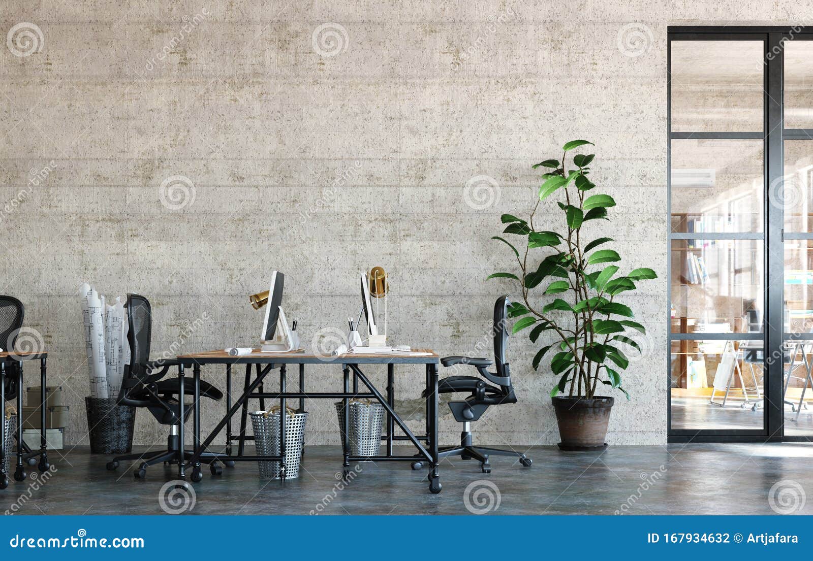 office interior in loft, industrial style