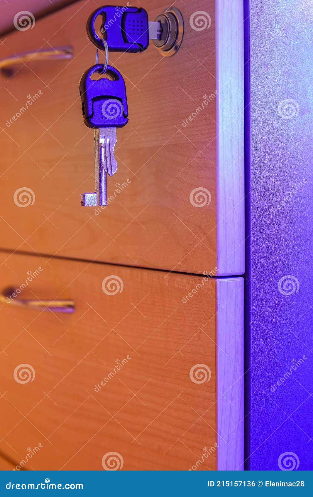 Key in Office Lock Copy Space. Stock Photo Image of keys