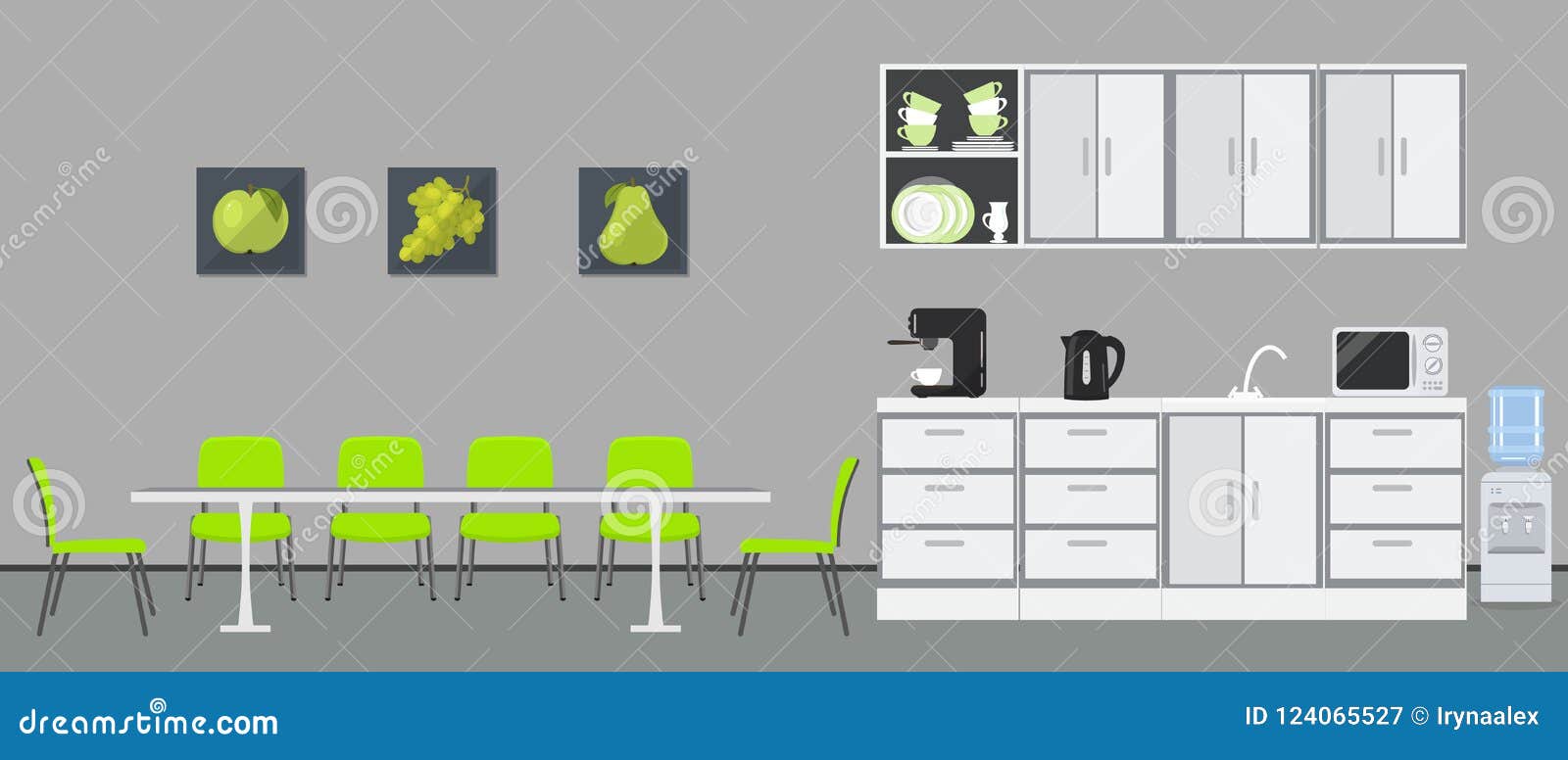 Office Kitchen Dining Room In Office Stock Vector Illustration
