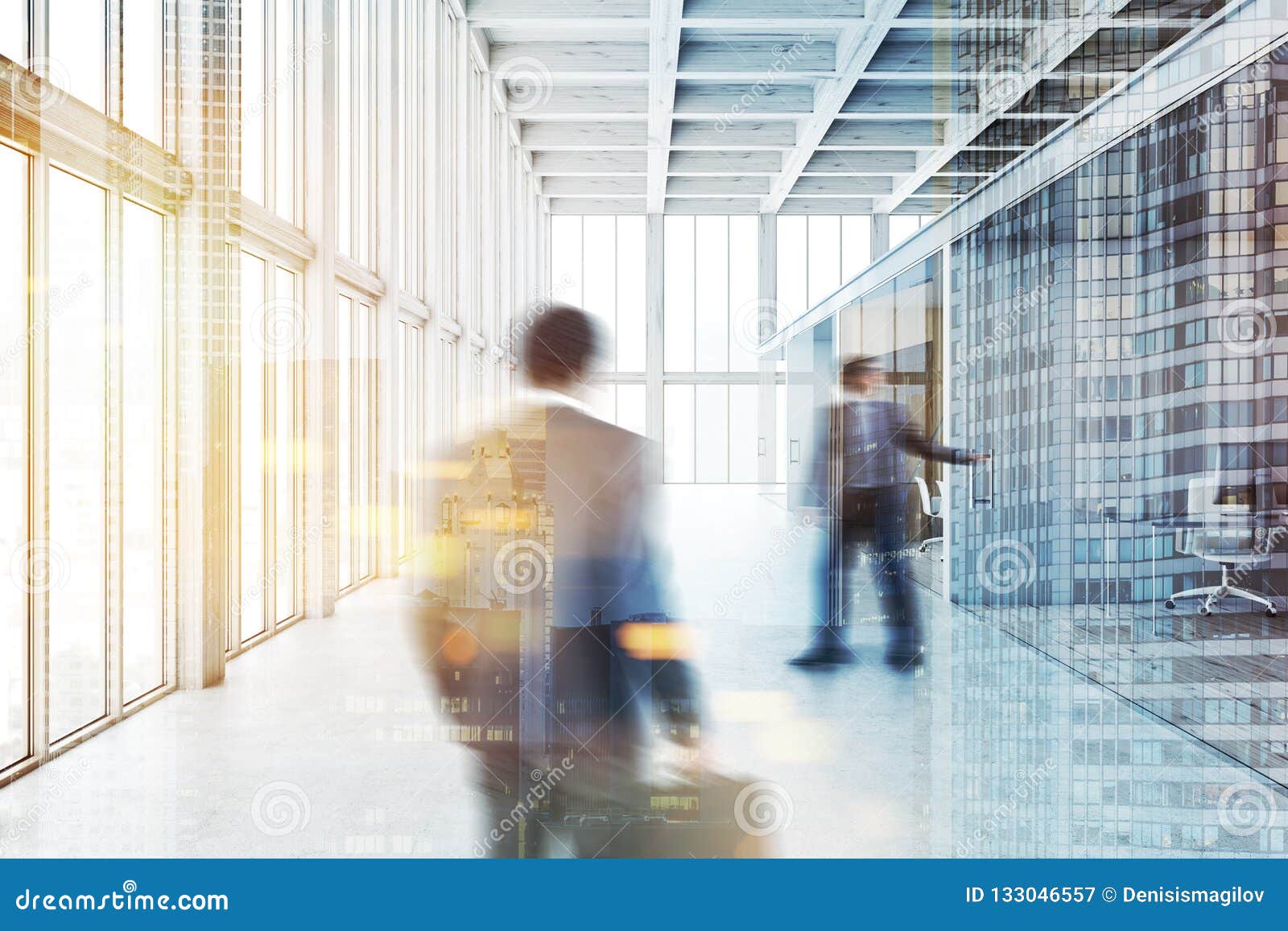 Office Lobby With Glass Doors People Stock Image Image Of
