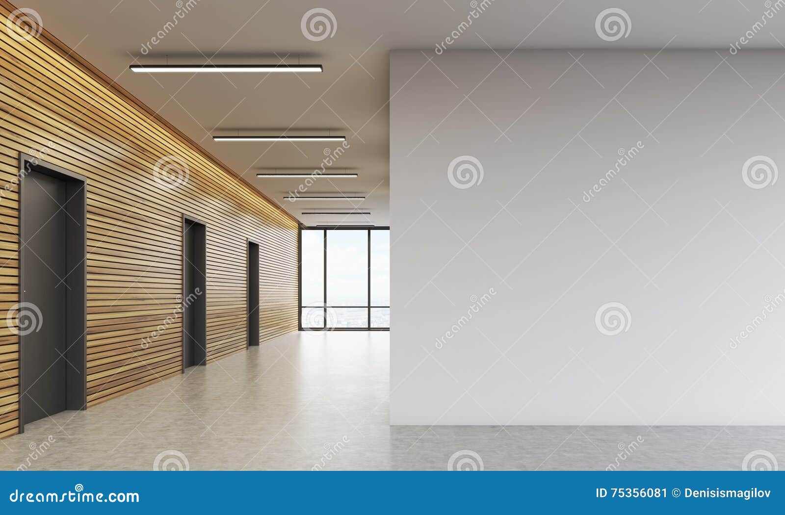 Office Lobby With White Wall Stock Illustration