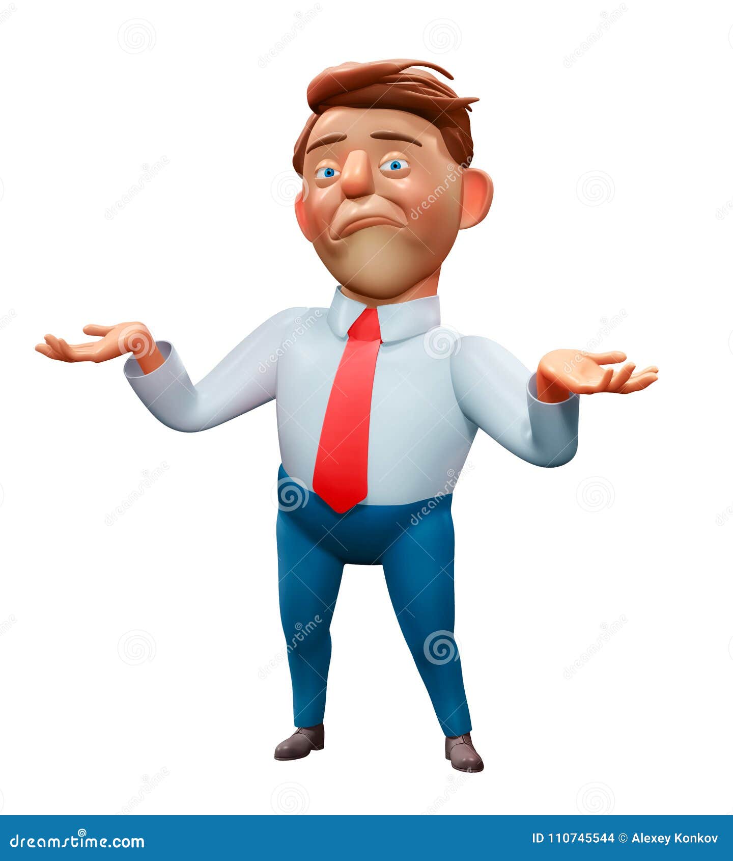 office manager cartoon discouraged character 3d 
