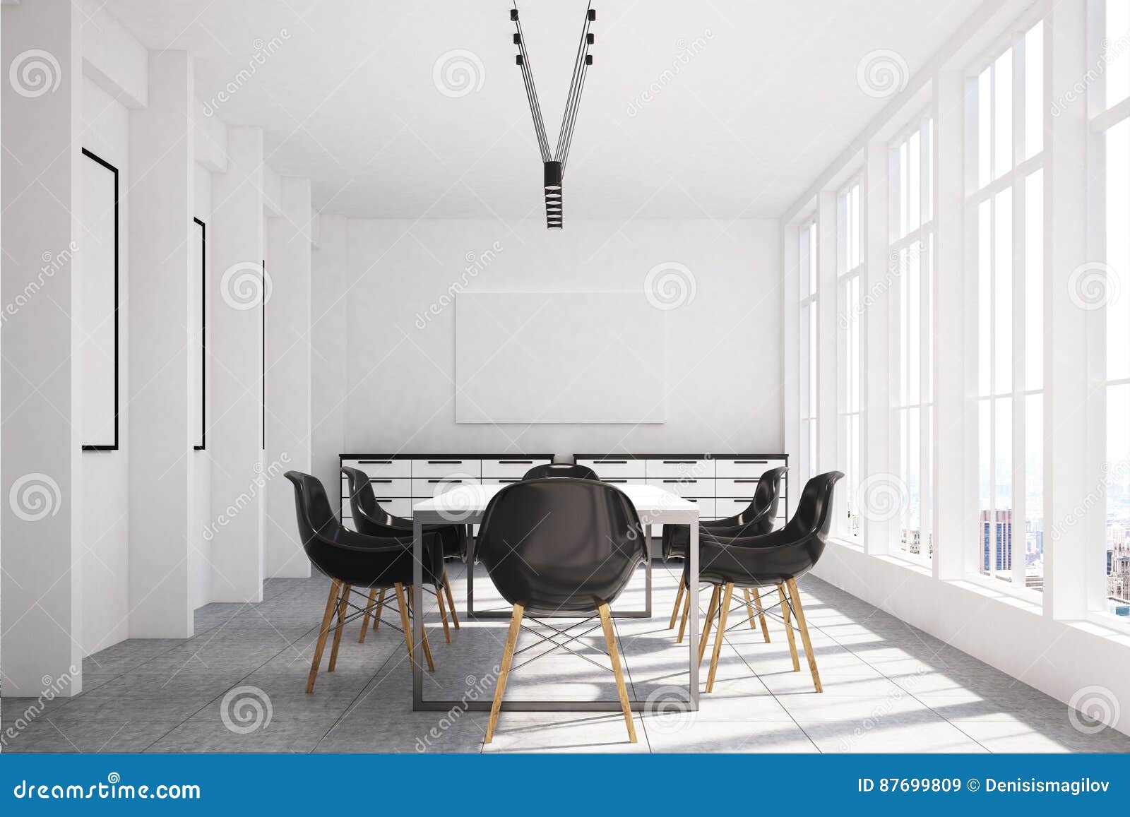Office Meeting Room Interior With Posters Side Stock Illustration