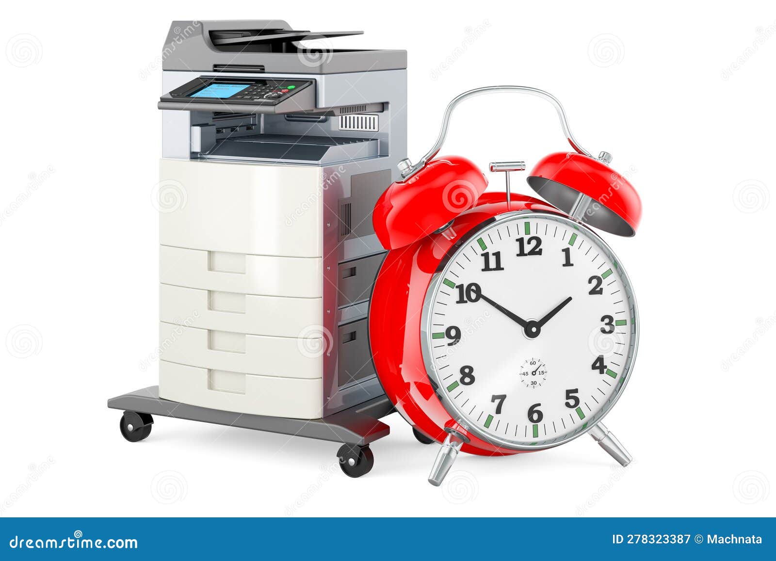 Office Multifunction Printer MFP with Alarm Clock, 3D Rendering Stock