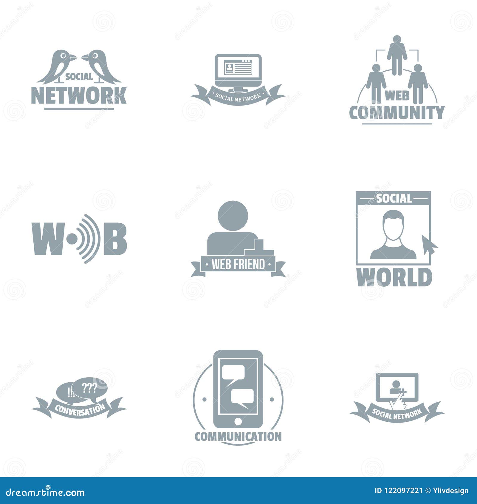 office network logo set, simple style