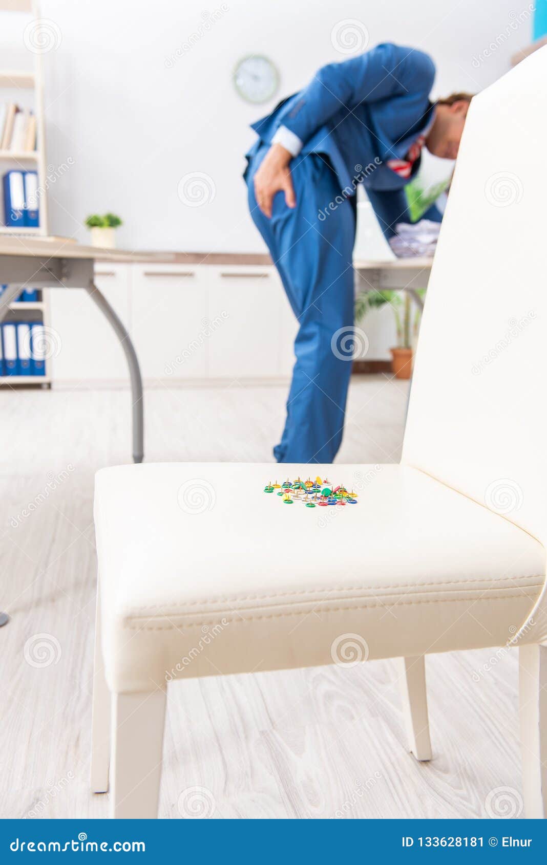 The Office Prank with Sharp Thumbtacks on Chair Stock Image Image of
