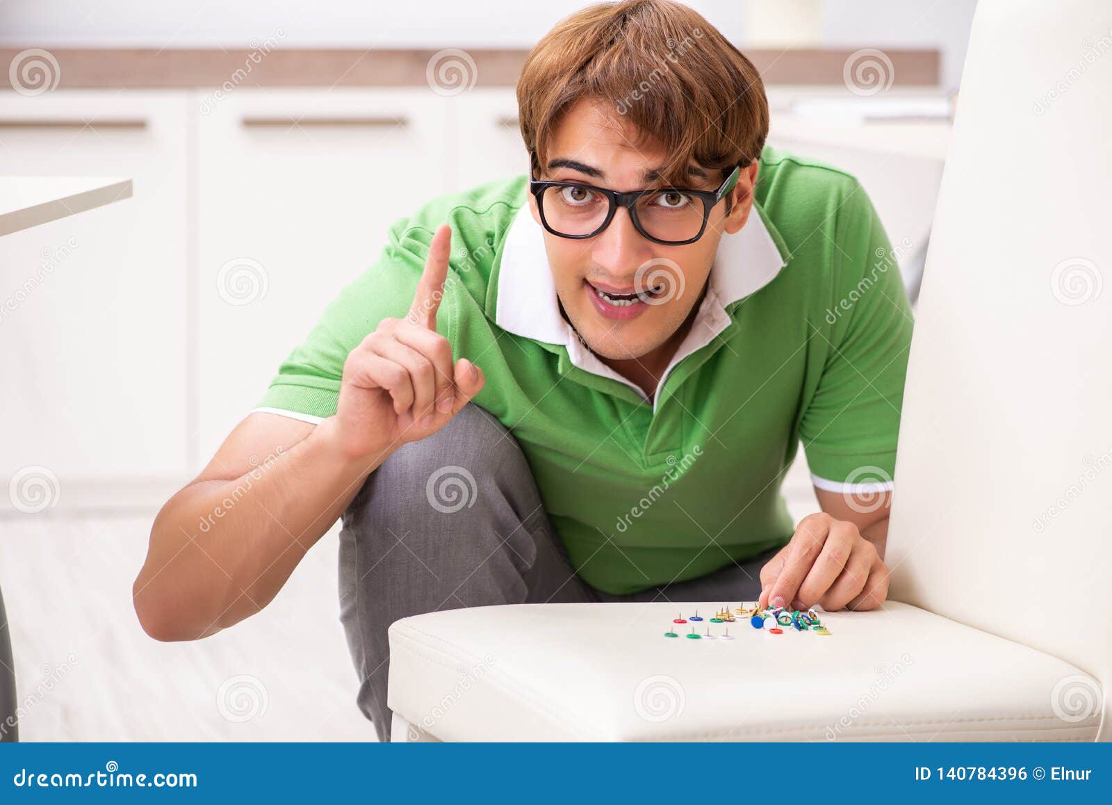 The Office Prank with Sharp Thumbtacks on Chair Stock Photo Image of