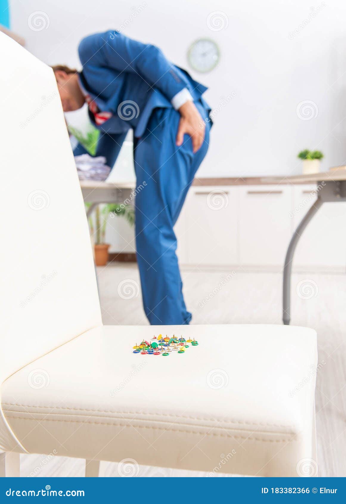 Office Prank with Sharp Thumbtacks on Chair Stock Photo Image of