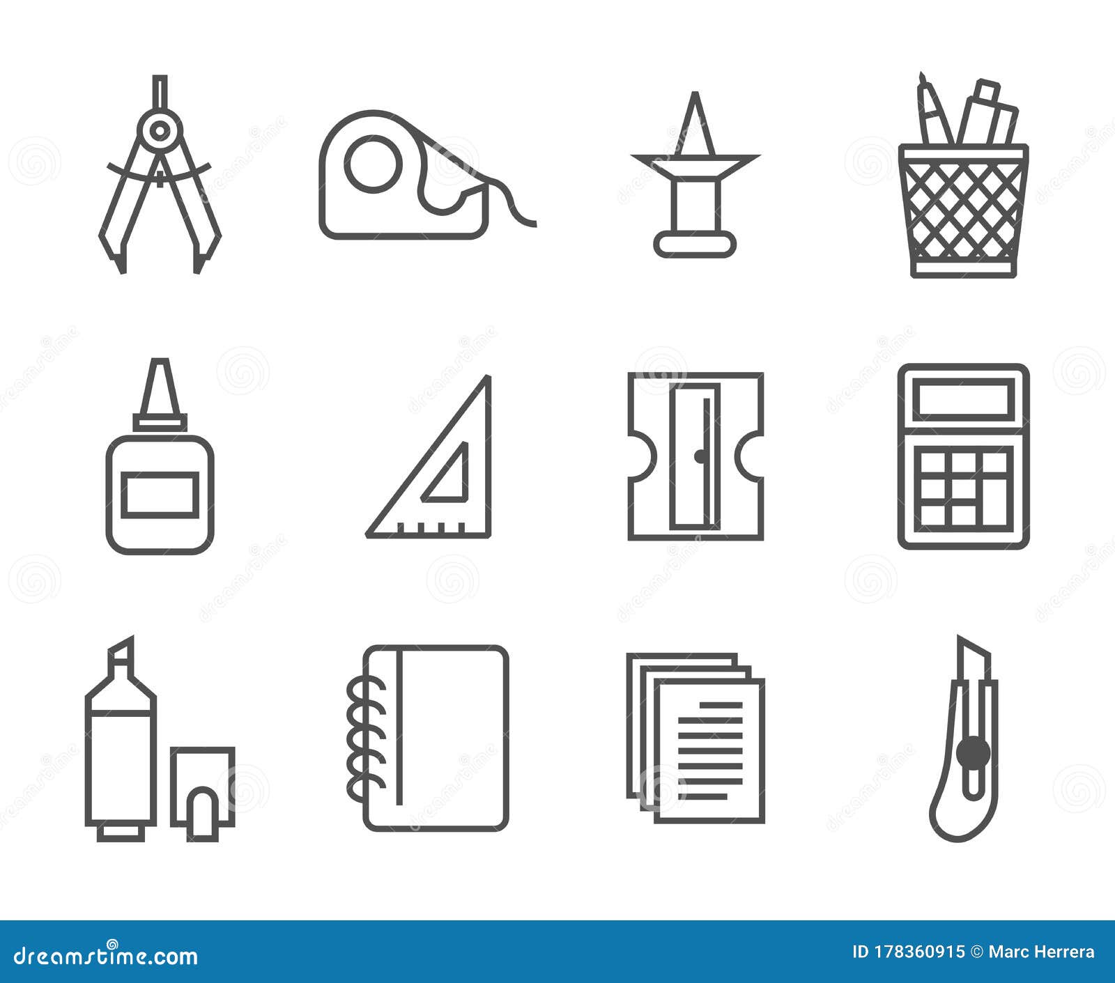 Office and School Supplies Set Stock Vector Illustration of material