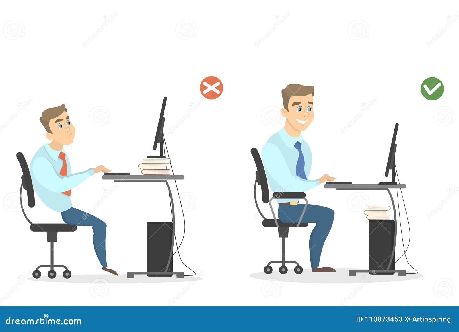 Office Sitting Position Stock Vector Illustration Of Neck