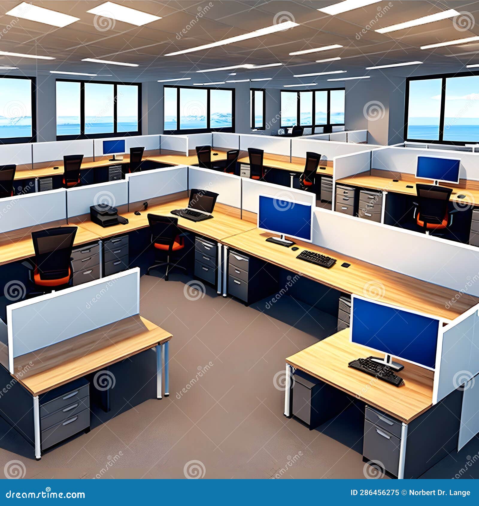 Office Space with Furniture, AIImages Stock Image Image of computers