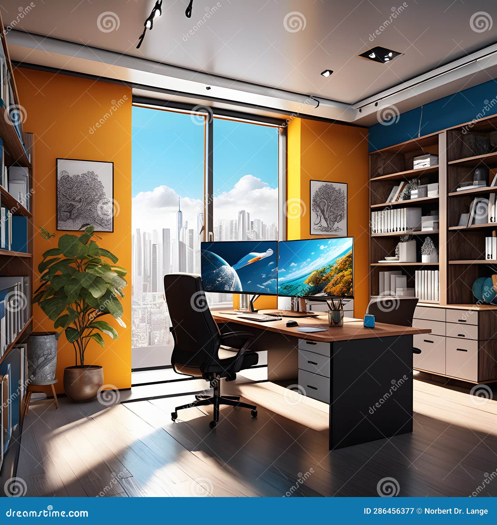 Office Space with Furniture, AIImages Stock Image Image of life