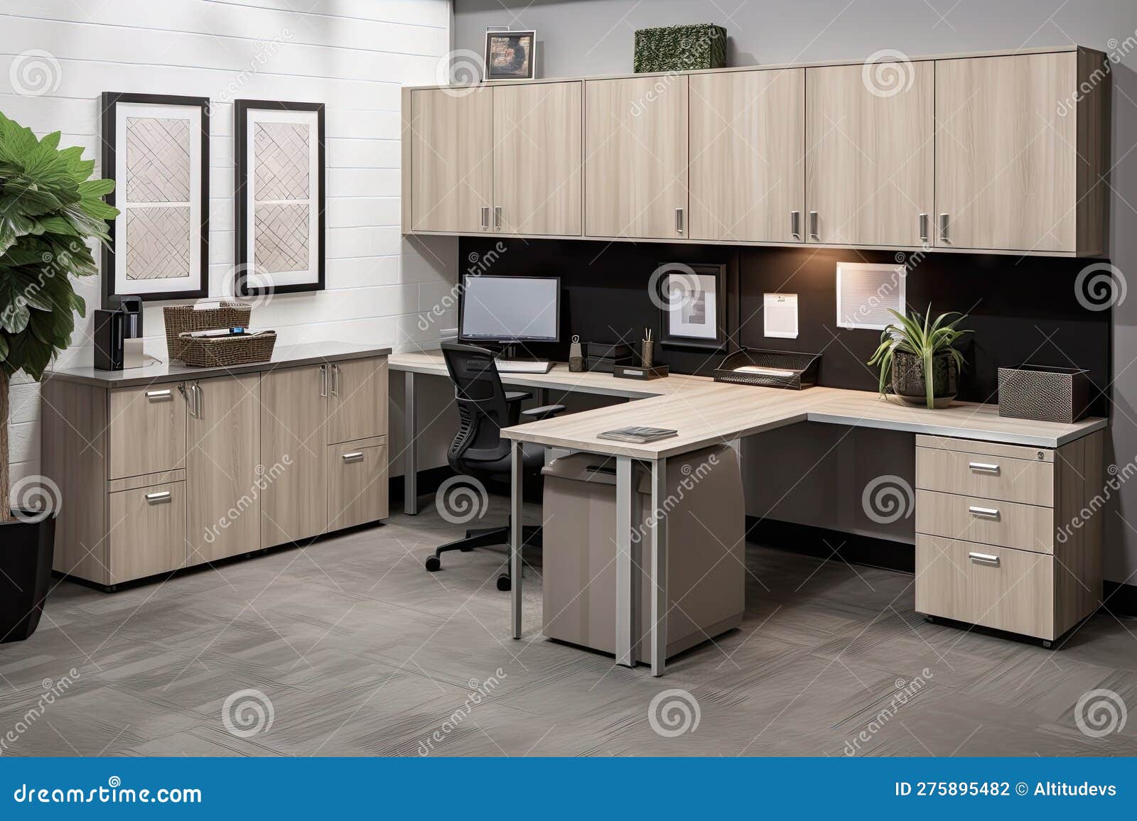 Office Space, with Storage and Organization Systems for Sleek