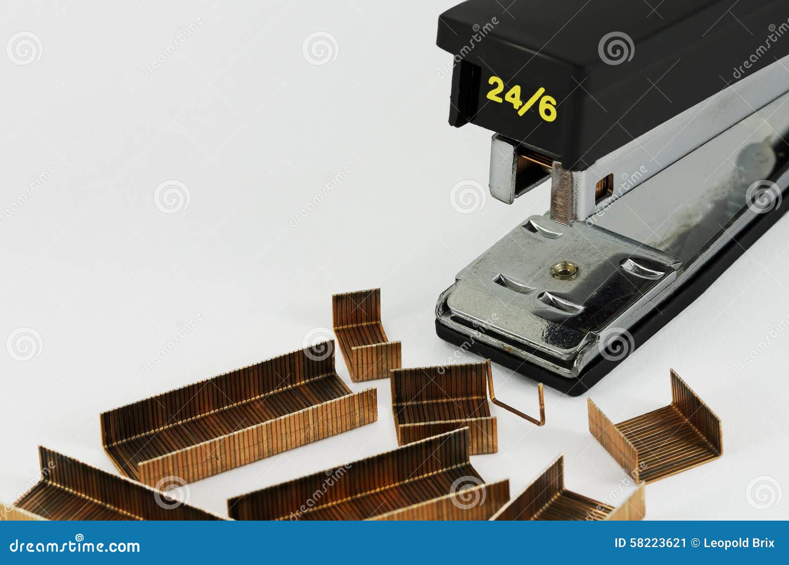 Office Stapler and Staple Strips Stock Image Image of device, black