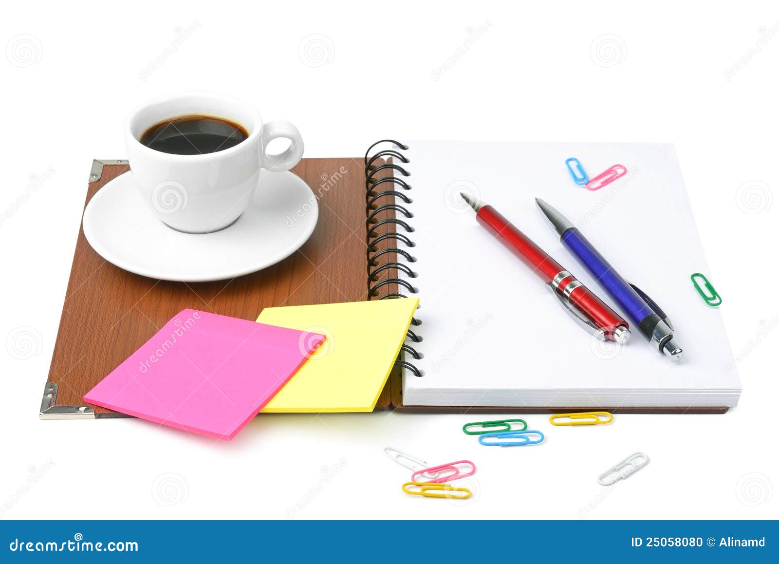 Office Supplies And Coffee Cup Stock Photo Image of notebook, black