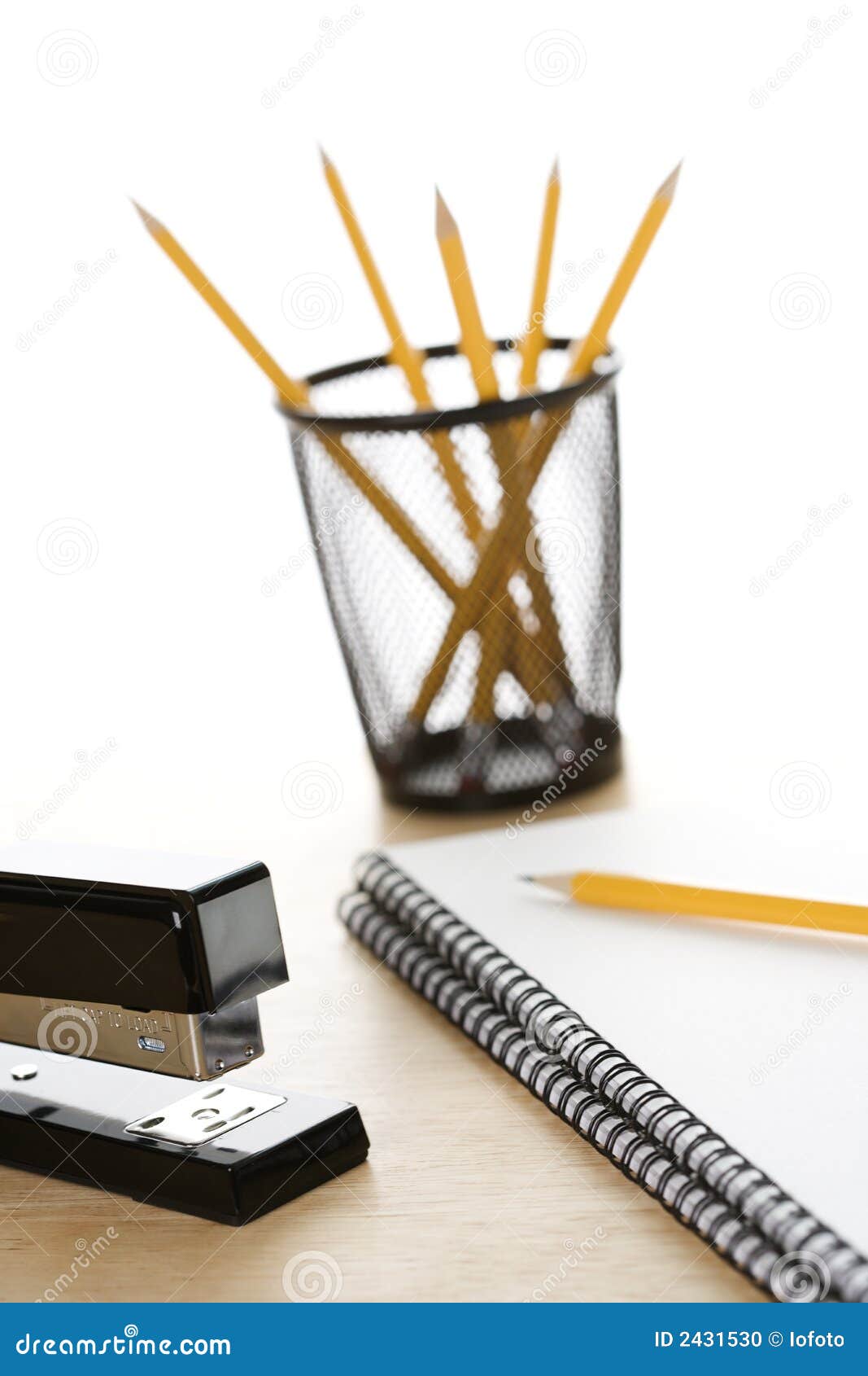 Office supplies on desk. stock photo. Image of notebook 2431530