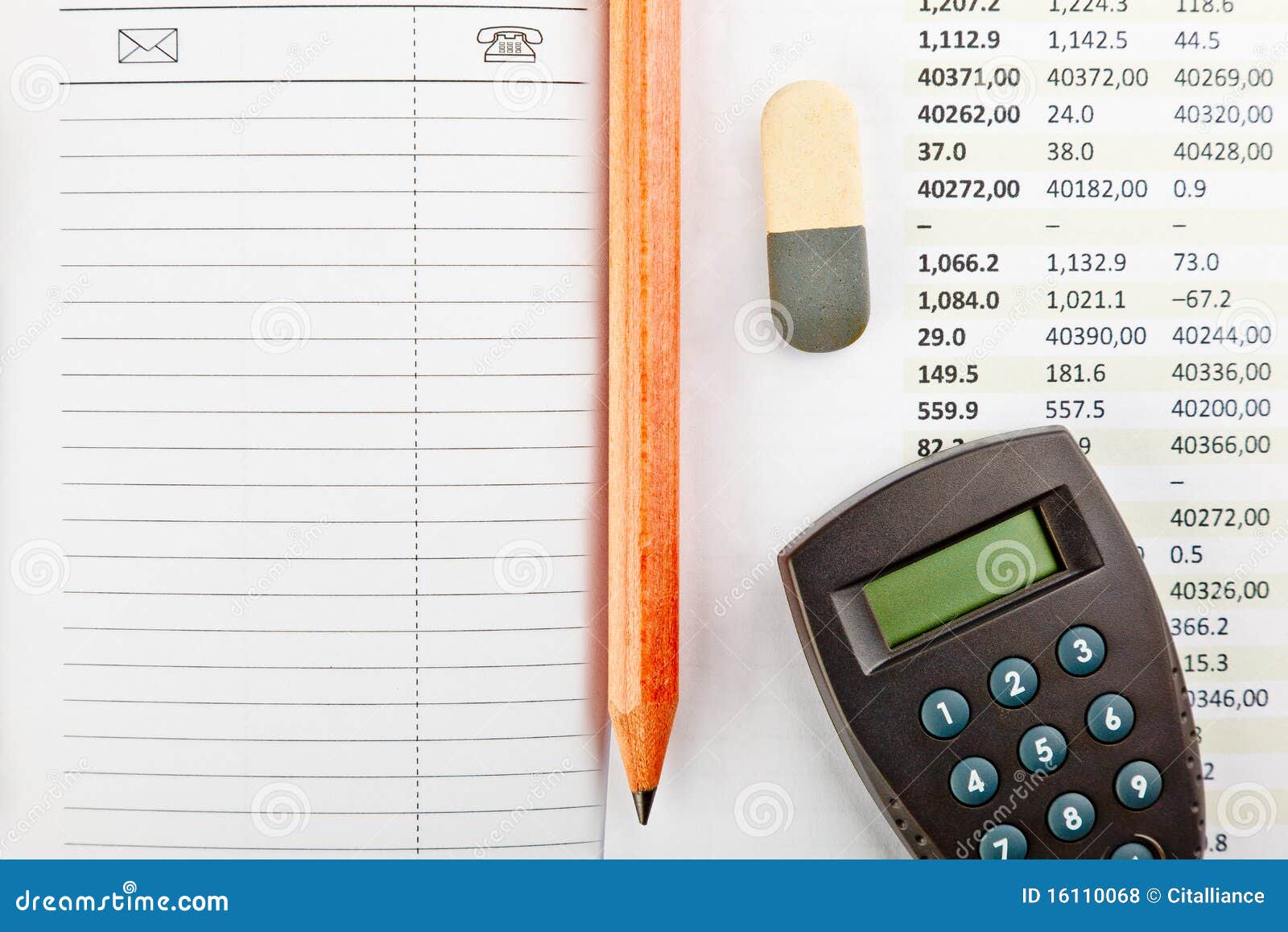 Office Supplies and Financial Documents Stock Photo Image of