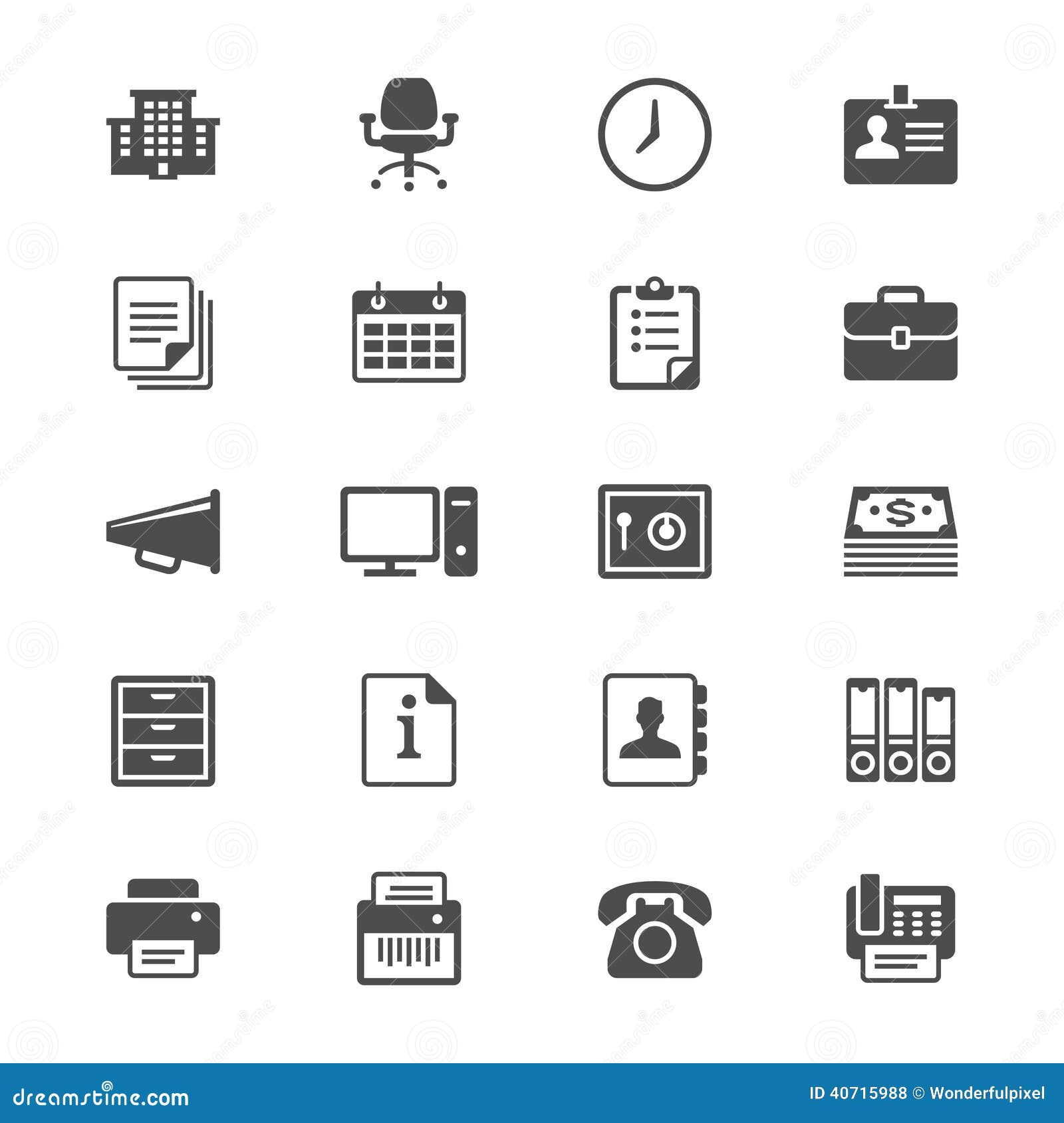 Office supplies flat icons stock vector. Illustration of paper 40715988