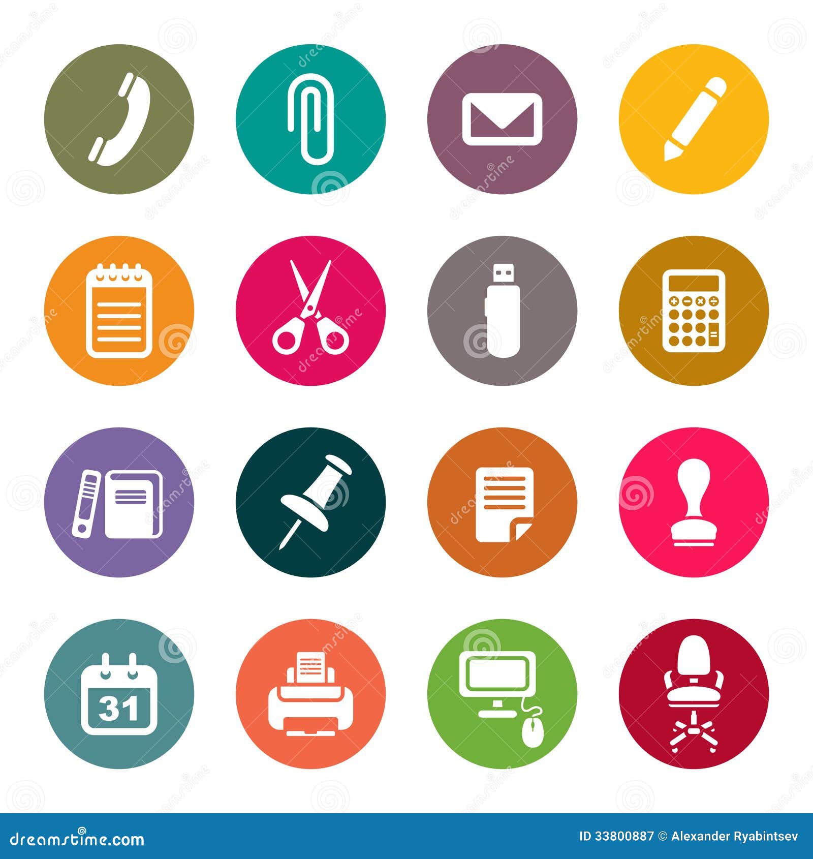Office Supplies Icons Set Royalty Free Stock Photography Image 33800887