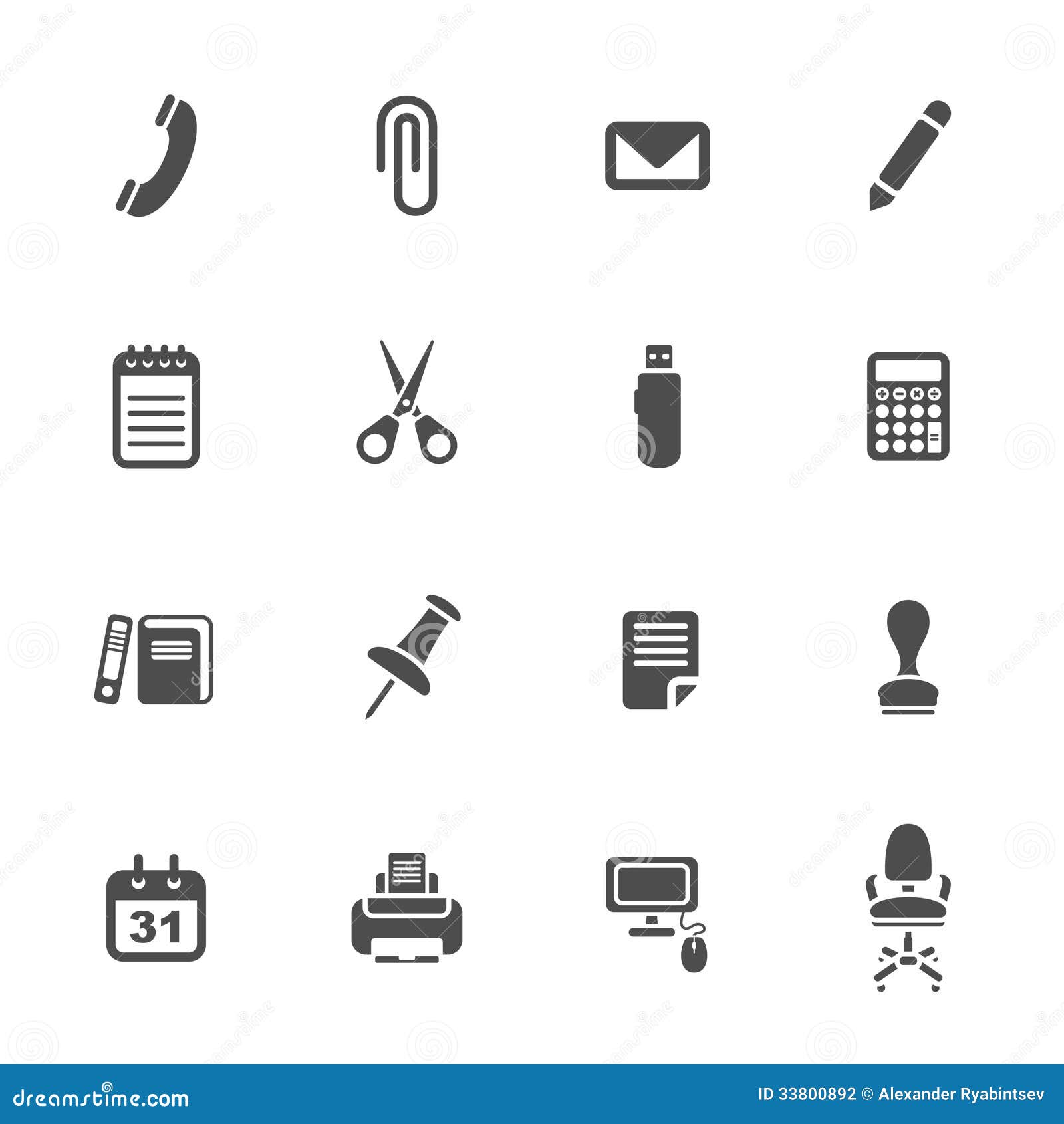 Office supplies icons set stock vector. Illustration of laptop 33800892