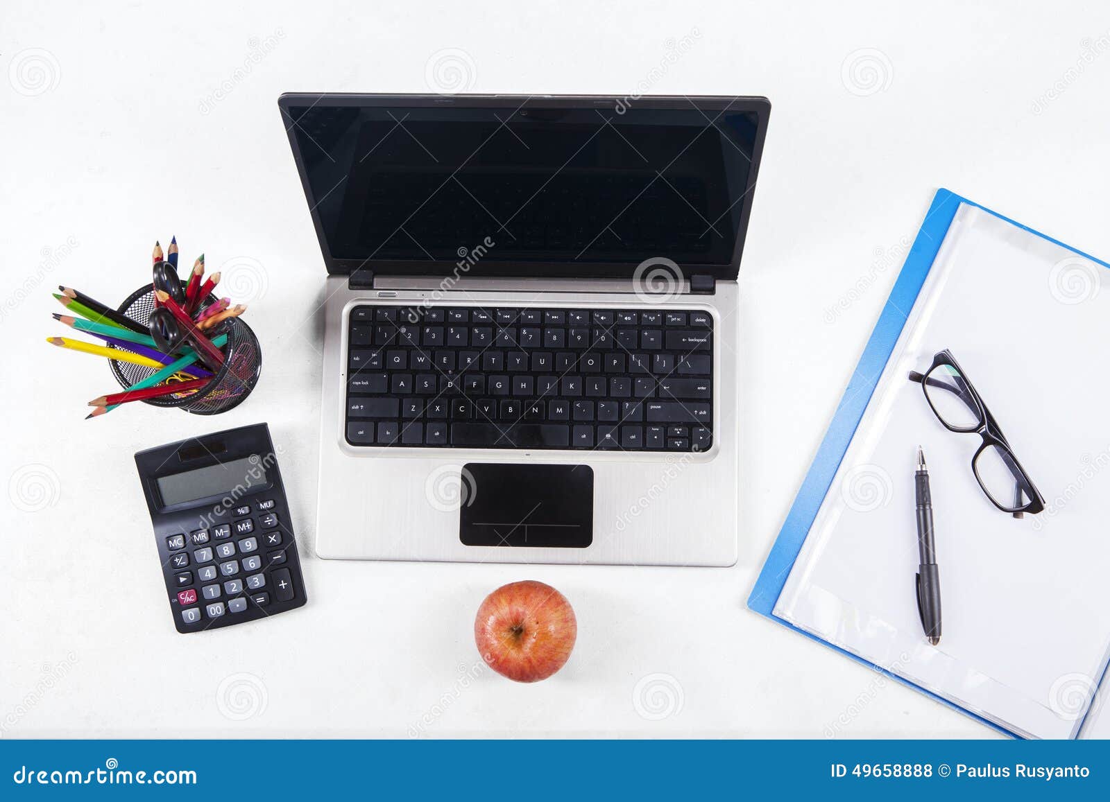 Office Supplies and Laptop Computer 2 Stock Photo Image of monitor