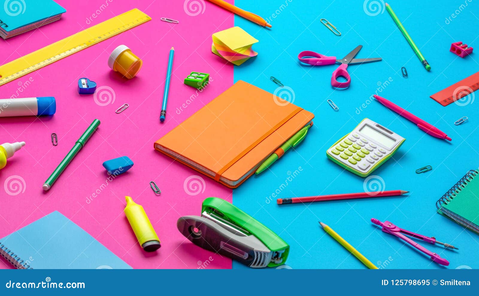 Office Supplies on a Paper Background Stock Image Image of abstract