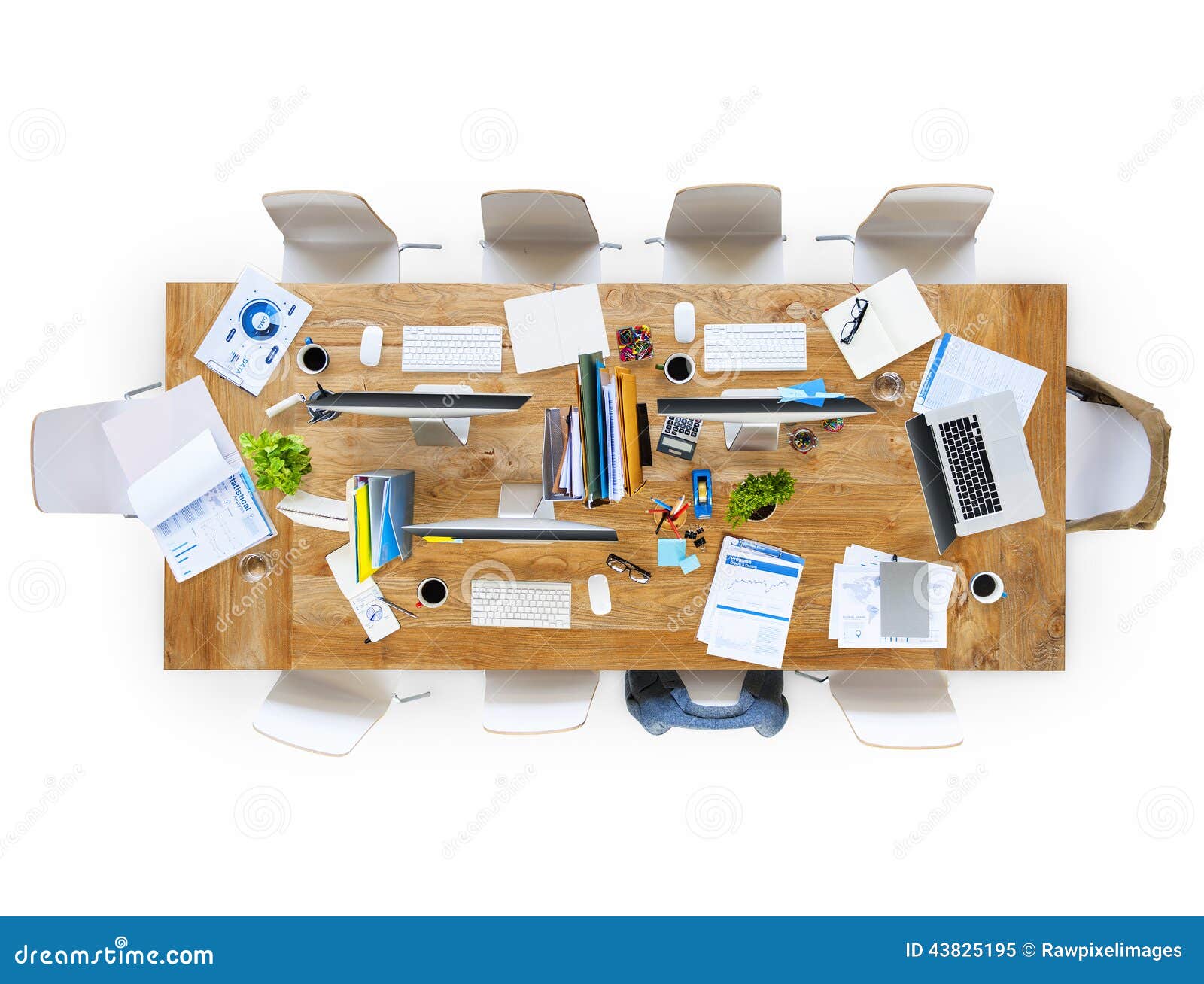 office table with equipments and chairs