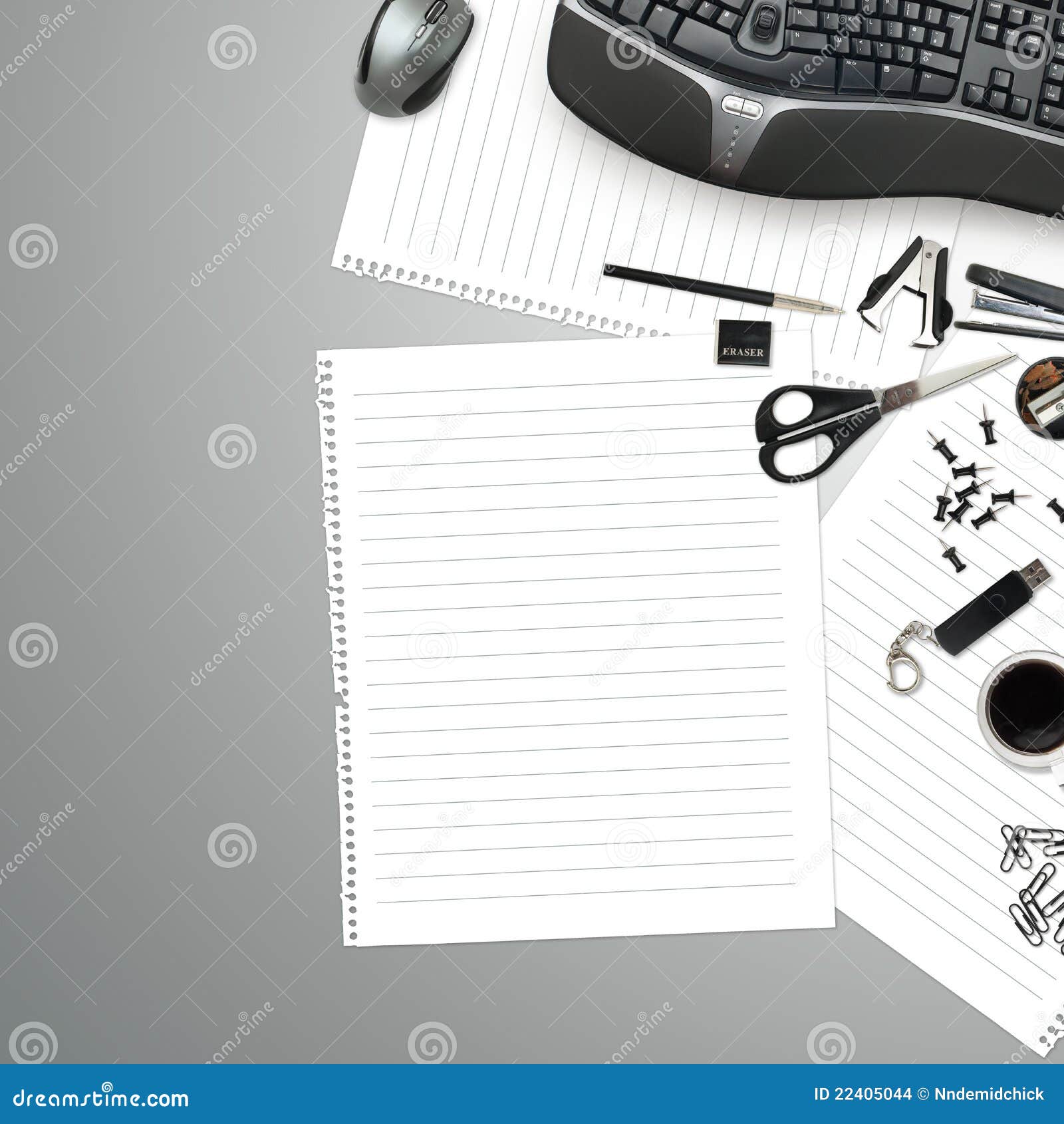 Office Table with Stationery Stock Photo Image of computer, message