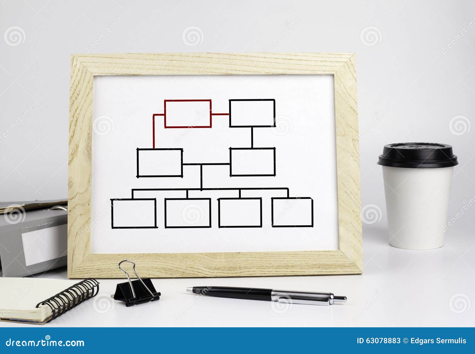 Office Table with Wooden Frame, Organization Chart Stock Image Image