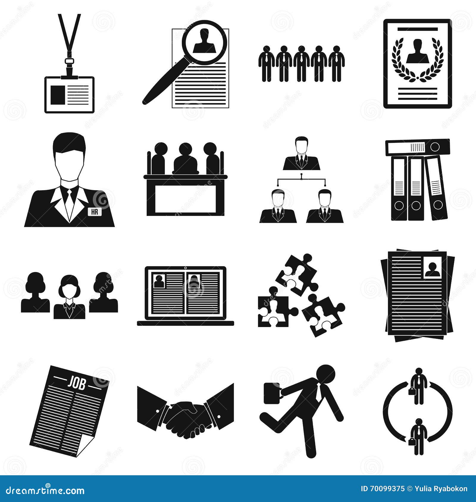 Office Teamwork Icons Set, Simple Style Stock Vector Illustration of