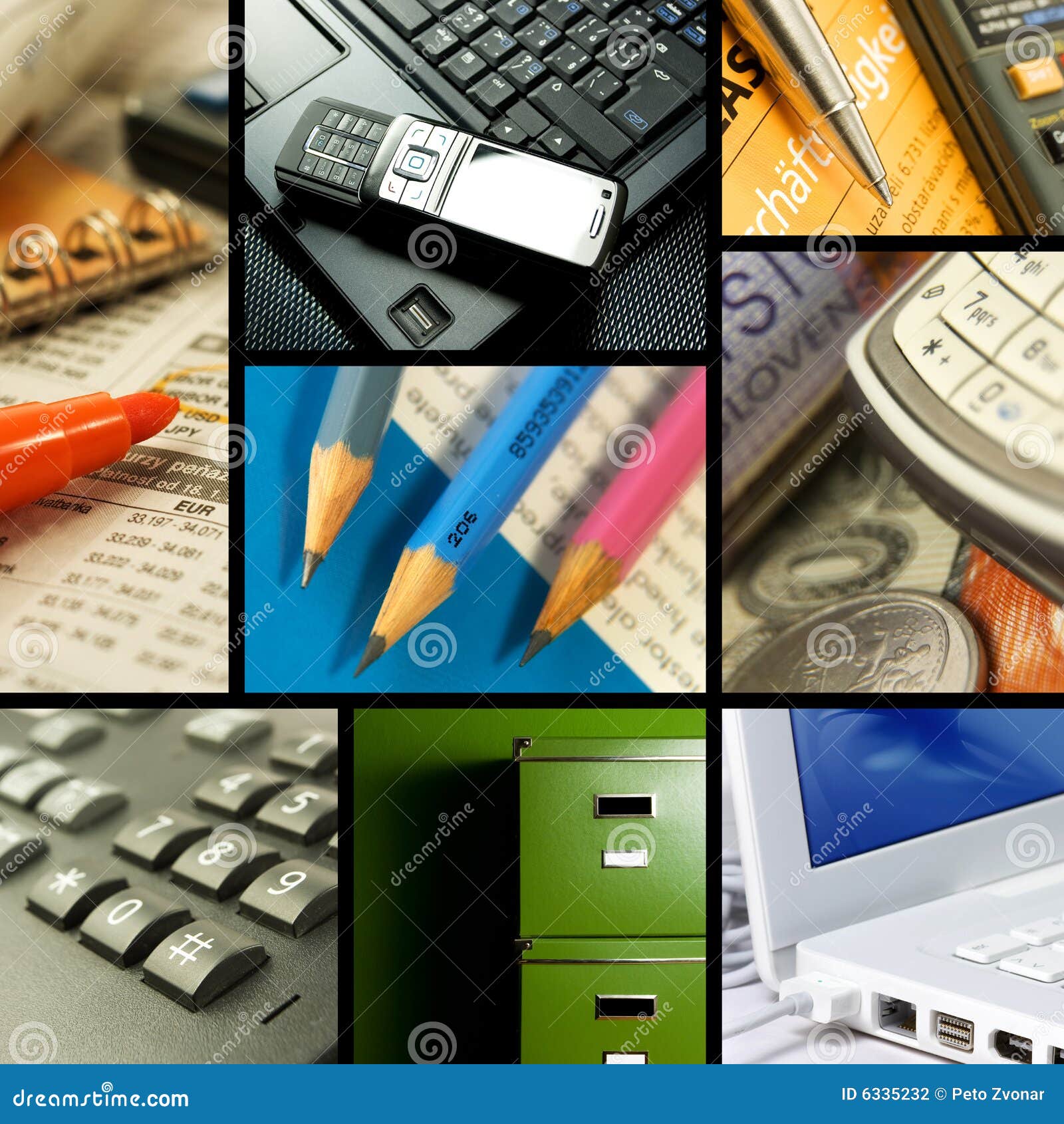 Office themed collection stock photo. Image of mobile 6335232