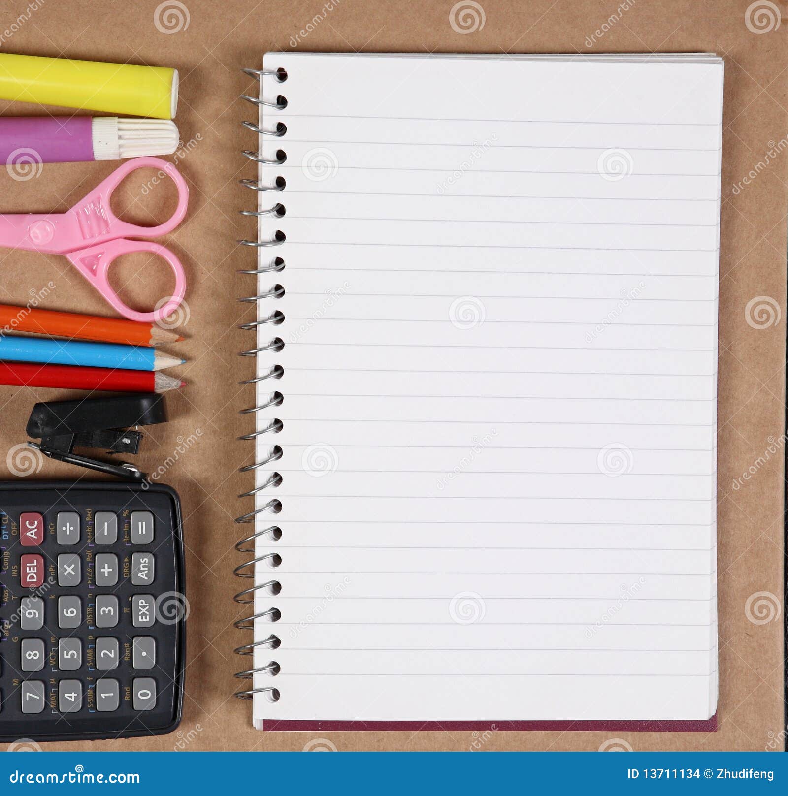 Office tools on cork board stock photo. Image of binder 13711134