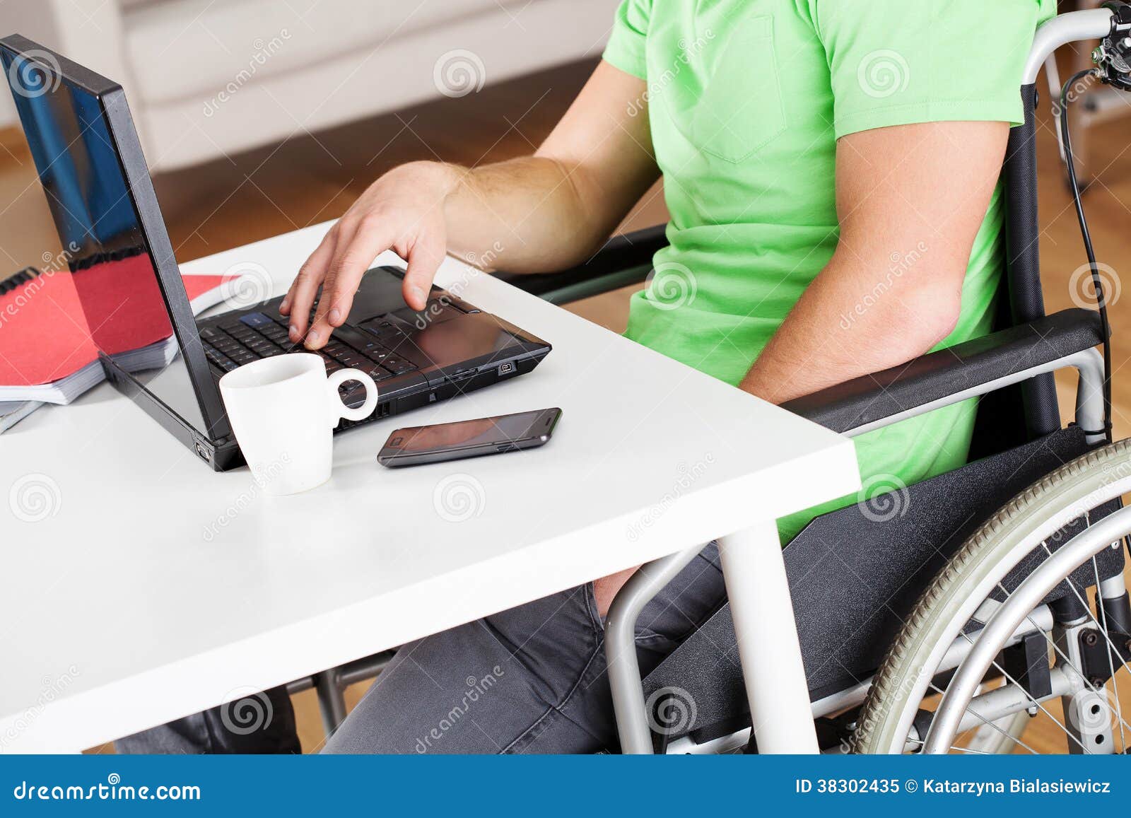 Office work on wheelchair stock image. Image of green 38302435