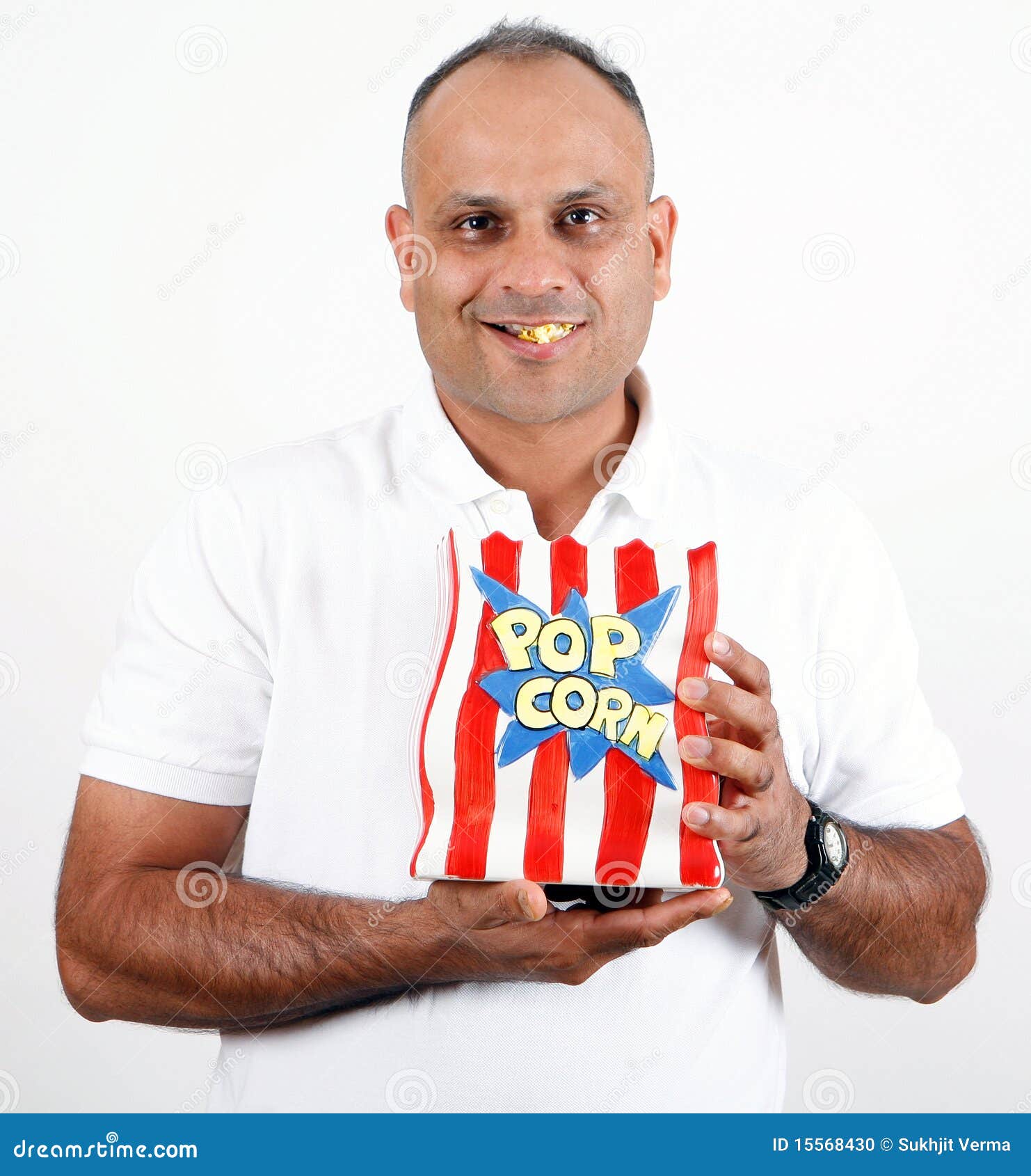 Office Worker Eating Popcorn Stock Photo Image of posing, enjoying