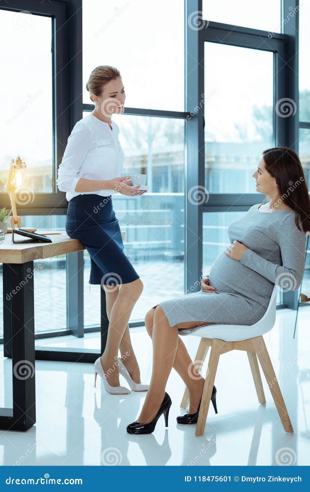 Tired Pregnant Female Sitting on the Chair Stock Image Image of