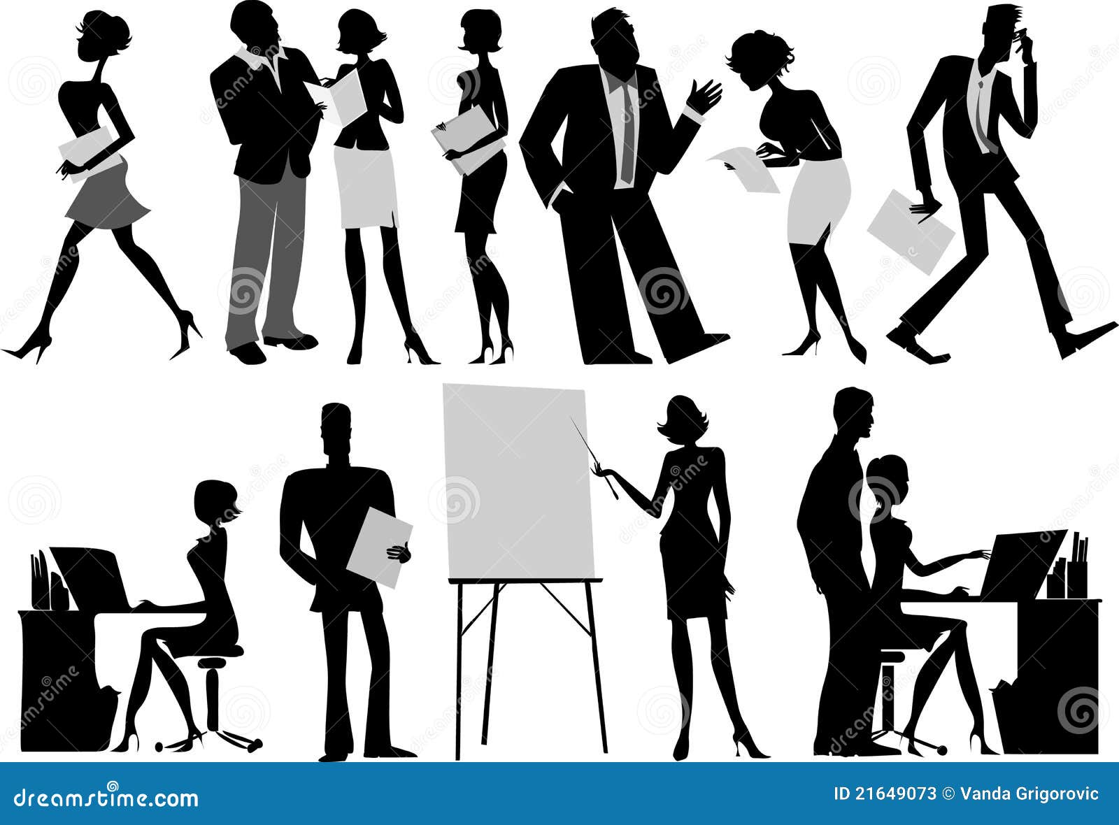 Office workers silhouettes stock vector. Illustration of communication -  21649073