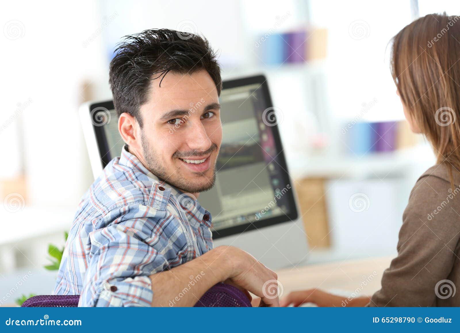 Office Workers Working on Computer Stock Photo Image of caucasian
