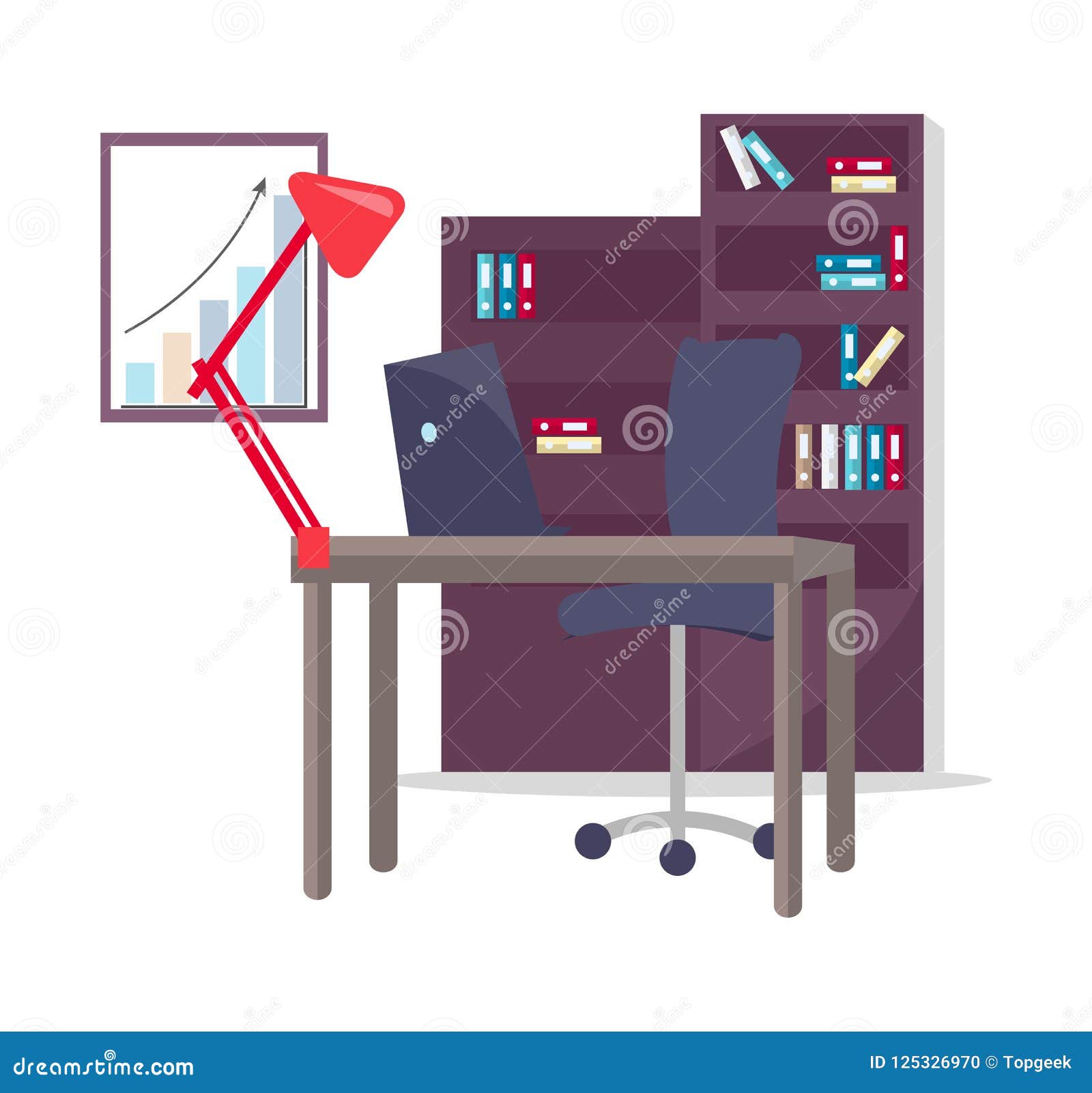 Office Working Place Set Vector Illustration Stock Vector